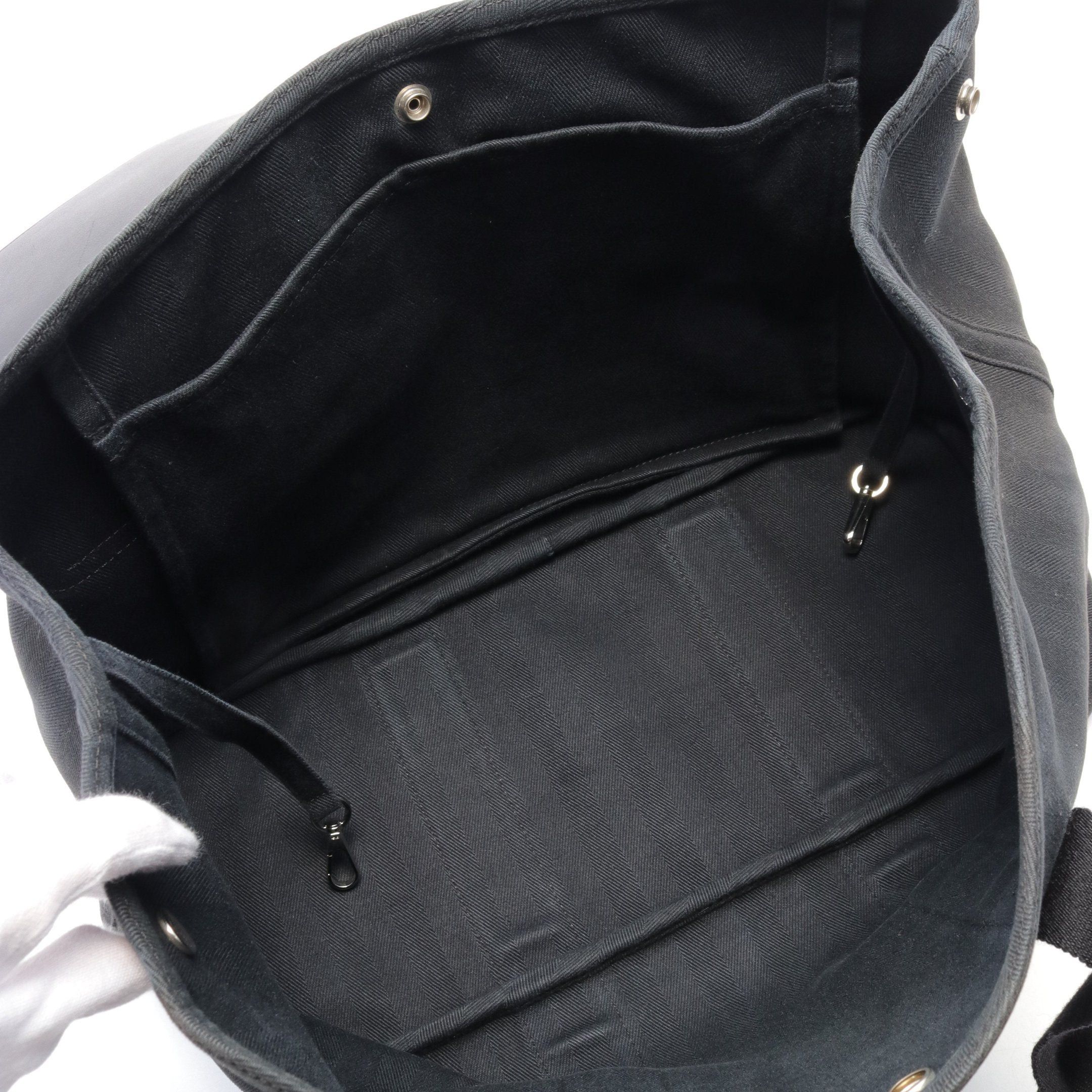 Hermes Hermes Valparaiso Mm Handbag Tote Bag Toile Chevron Leather Black Silver Hardware Size ONE SIZE - 3 Thumbnail