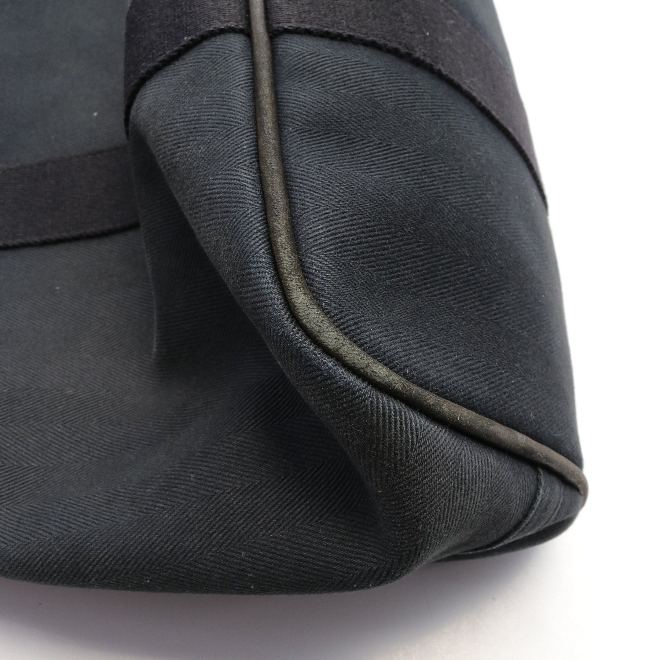 Hermes Hermes Valparaiso Mm Handbag Tote Bag Toile Chevron Leather Black Silver Hardware Size ONE SIZE - 5 Thumbnail