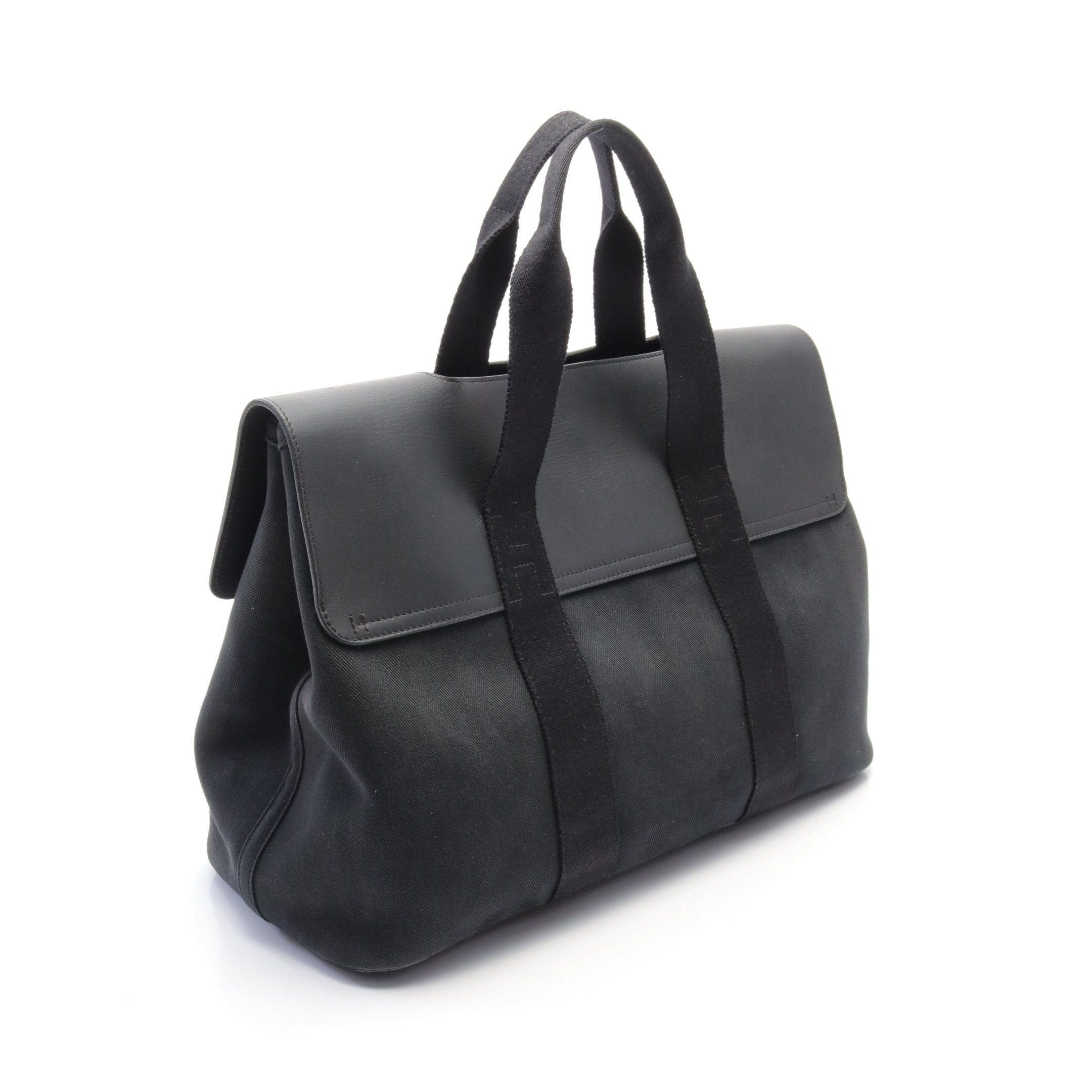 Hermes Hermes Valparaiso Mm Handbag Tote Bag Toile Chevron Leather Black Silver Hardware Size ONE SIZE - 2 Thumbnail