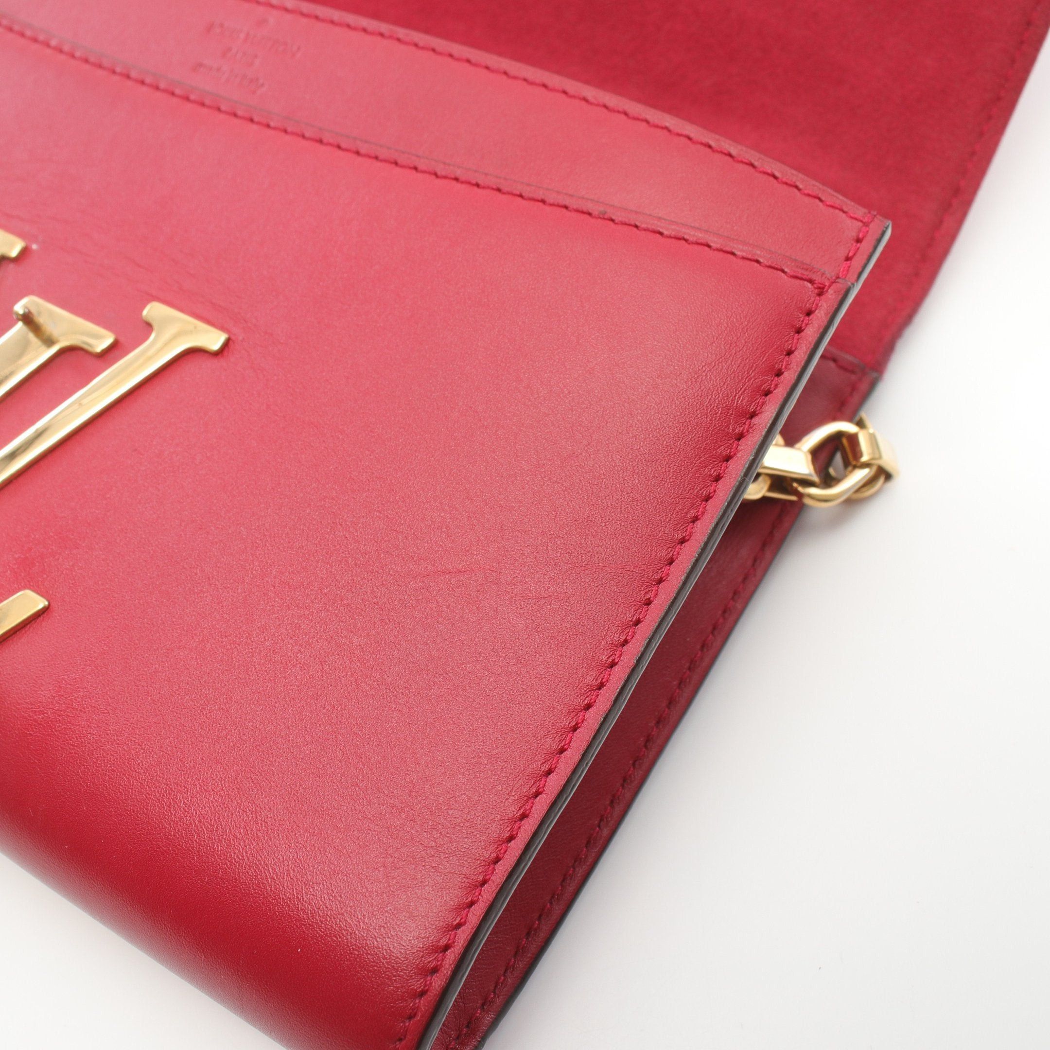 Louis Vuitton Louis Vuitton Pochette Louise Mm Chain Wallet Leather Red Size ONE SIZE - 11 Thumbnail