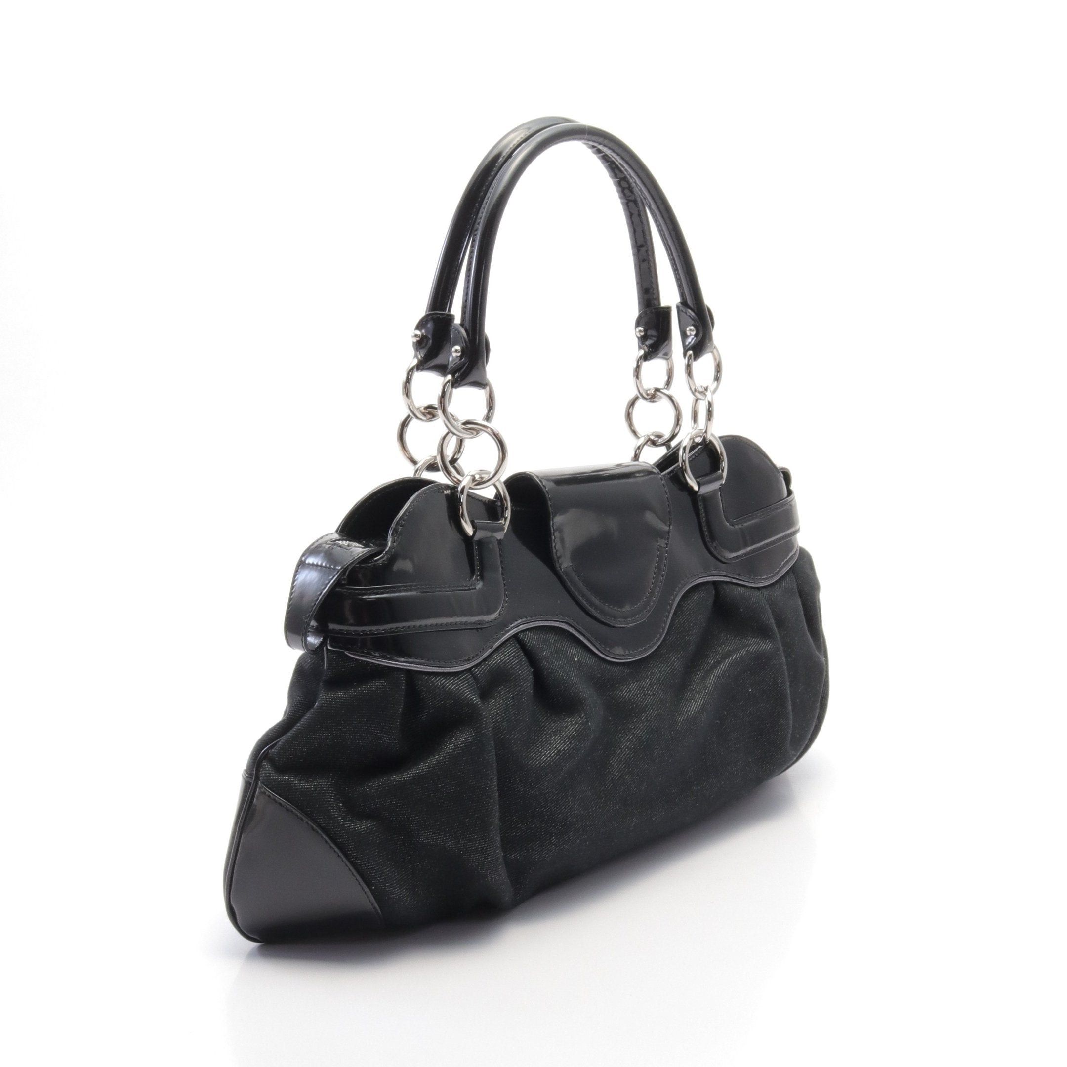 Salvatore Ferragamo Salvatore Ferragamo Gancini Handbag Denim Patent Leather Indigo Blue Black Size ONE SIZE - 2 Thumbnail