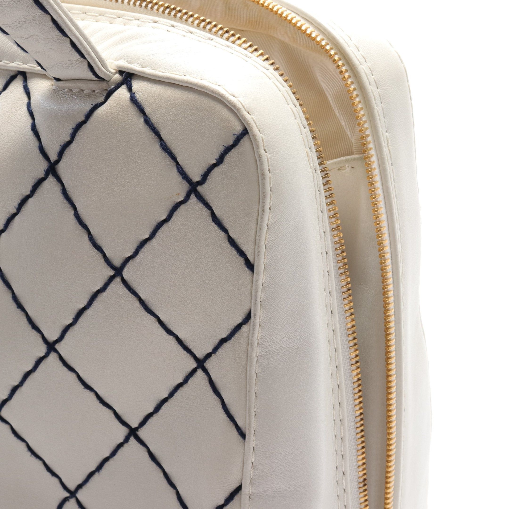 Chanel Chanel Wild Stitch Handbag Leather White Matte Gold Hardware Size ONE SIZE - 12 Thumbnail