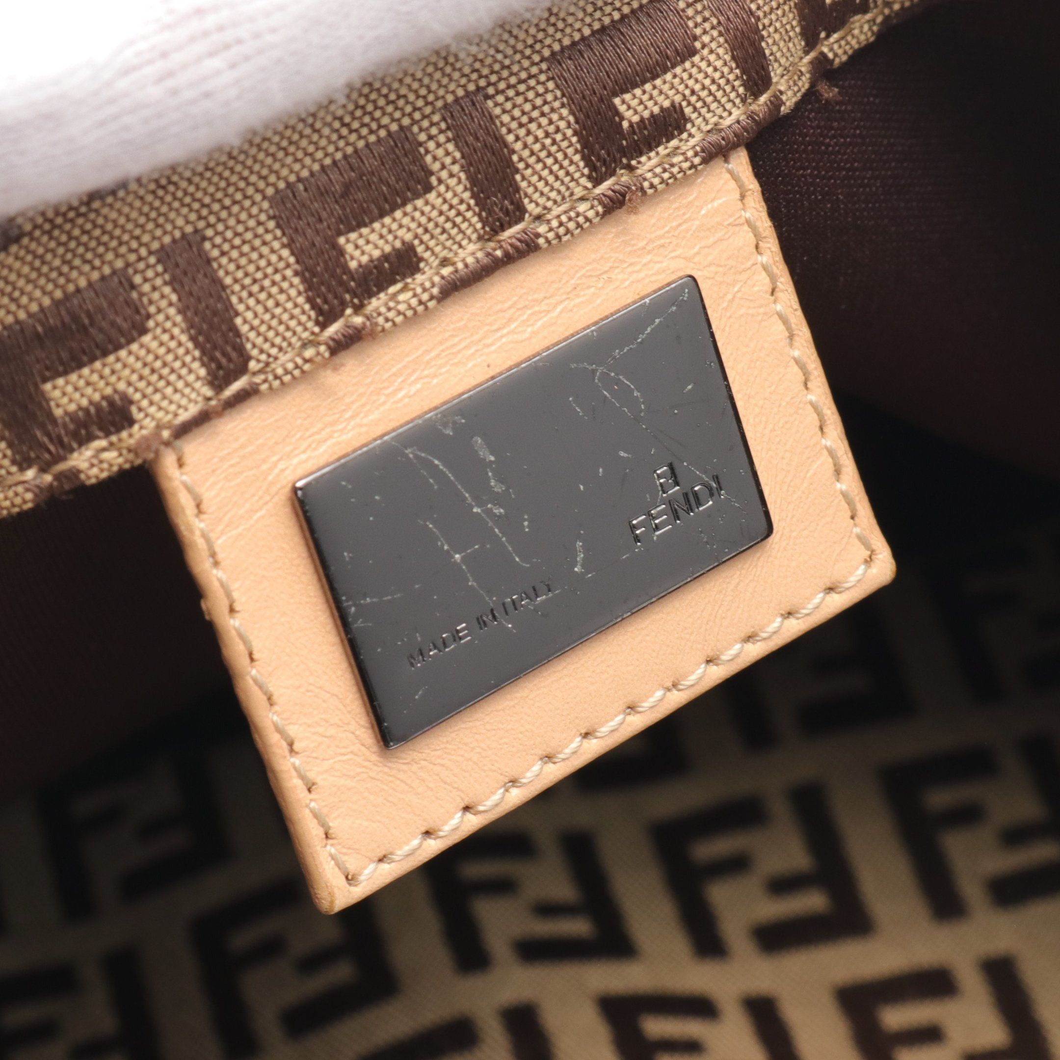 Fendi Fendi Zucchino Backpack Rucksack Canvas Leather Beige Dark Brown Size ONE SIZE - 4 Thumbnail