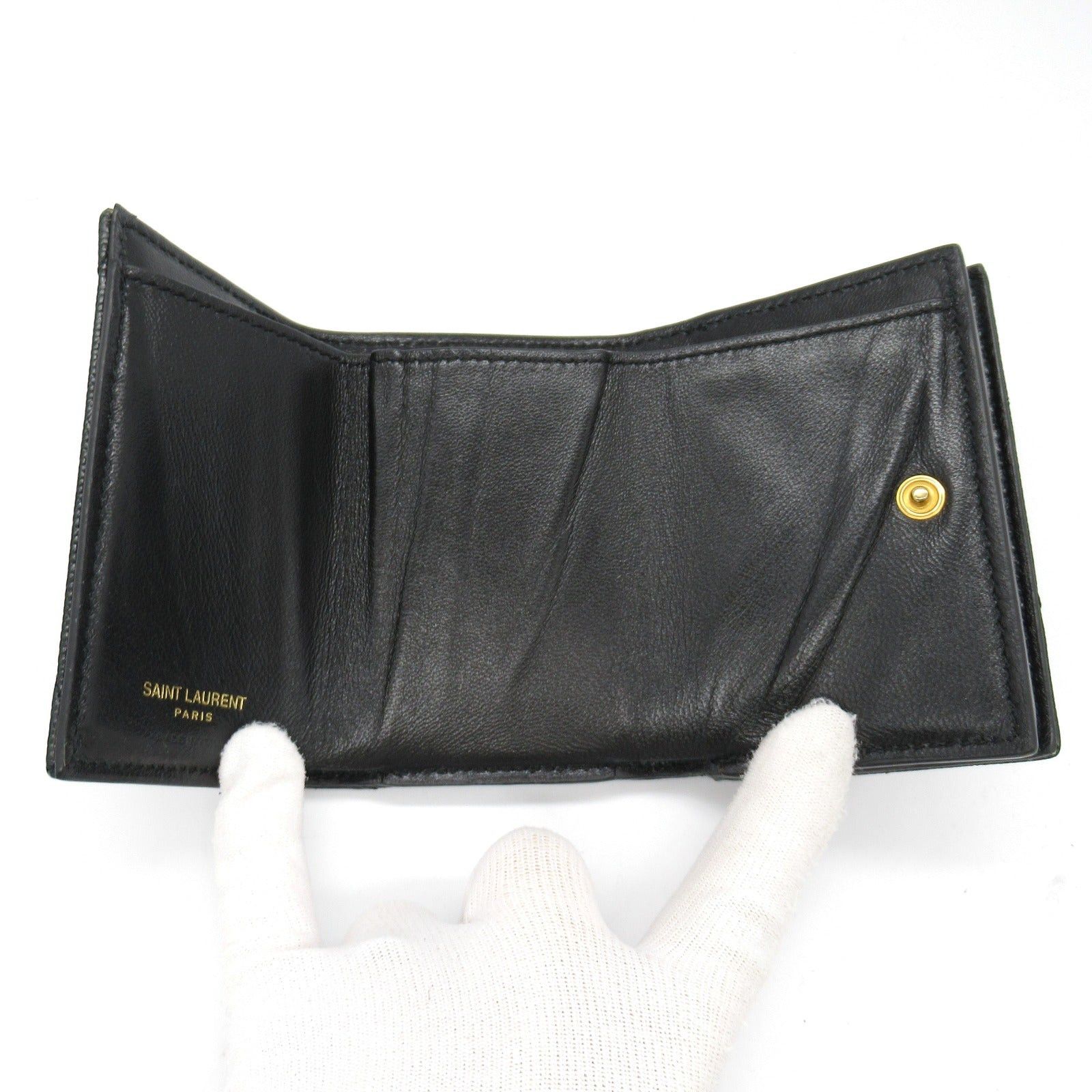 Yves Saint Laurent Yves Saint Laurent Origami Tiny Wallet Trifold Leather Black Size ONE SIZE - 5 Thumbnail