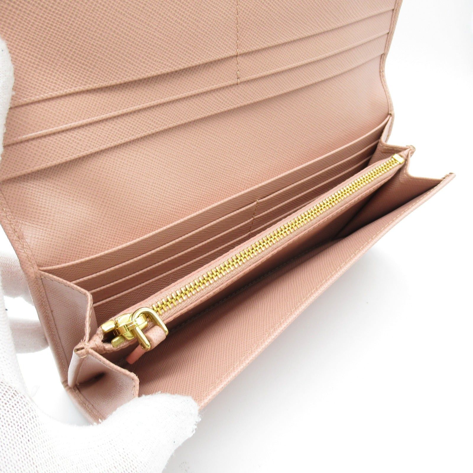 Prada Prada Bi-Fold Long Wallet Zip Saffiano Leather Pink Size ONE SIZE - 5 Thumbnail