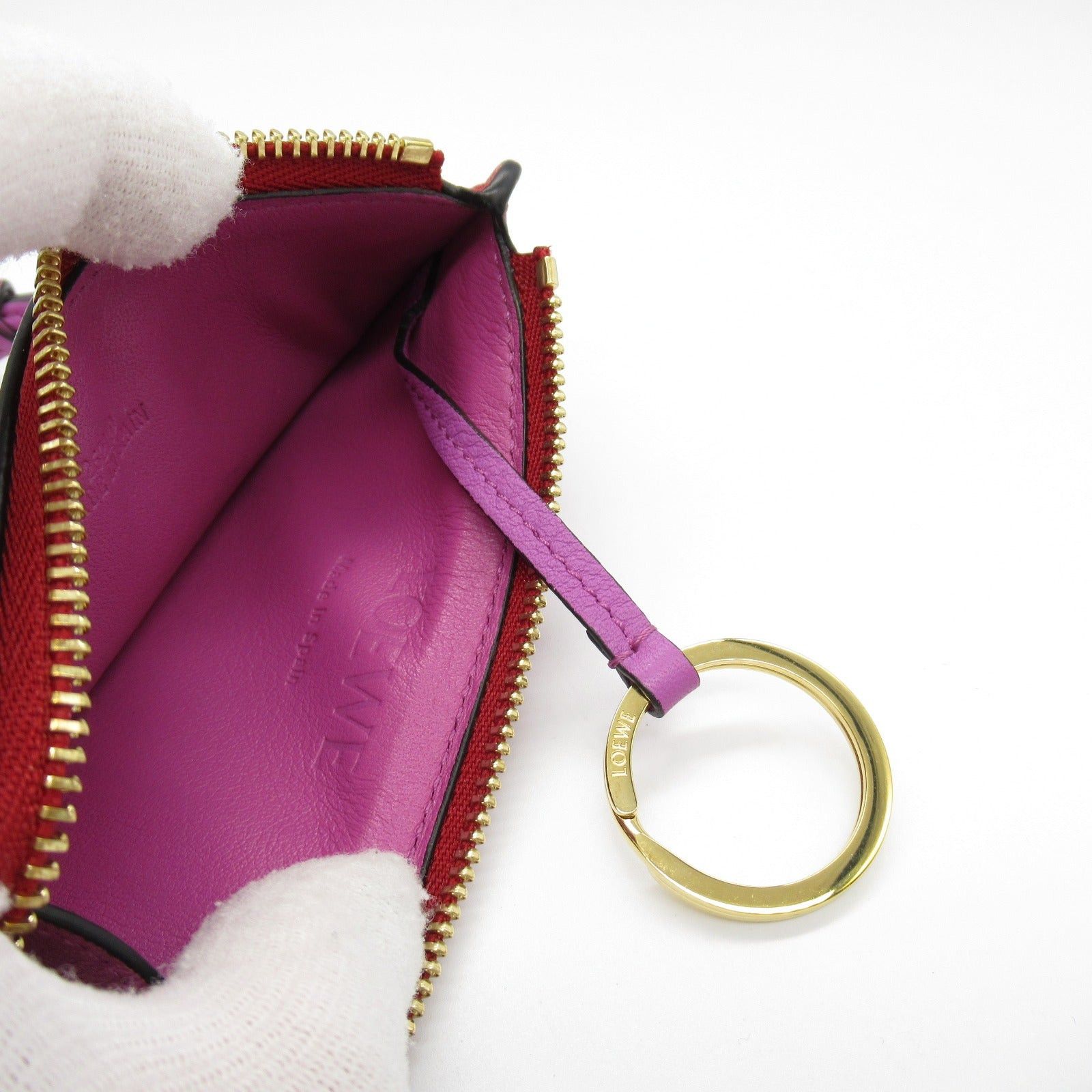 Loewe Loewe Anagram Coin Card Holder Purse Lambskin (Sheepskin) Red Size ONE SIZE - 7 Thumbnail