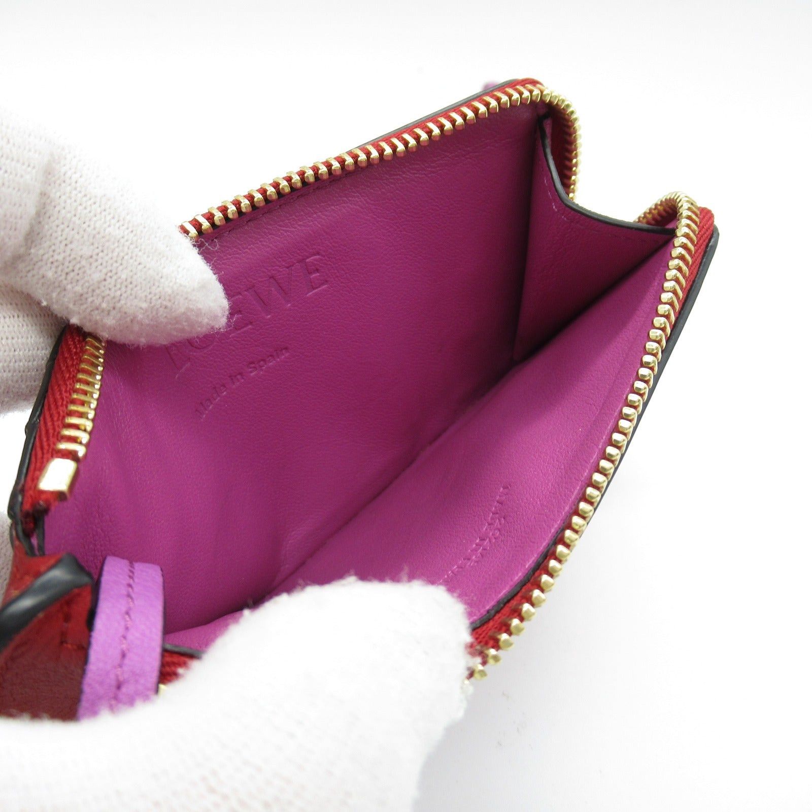 Loewe Loewe Anagram Coin Card Holder Purse Lambskin (Sheepskin) Red Size ONE SIZE - 5 Thumbnail