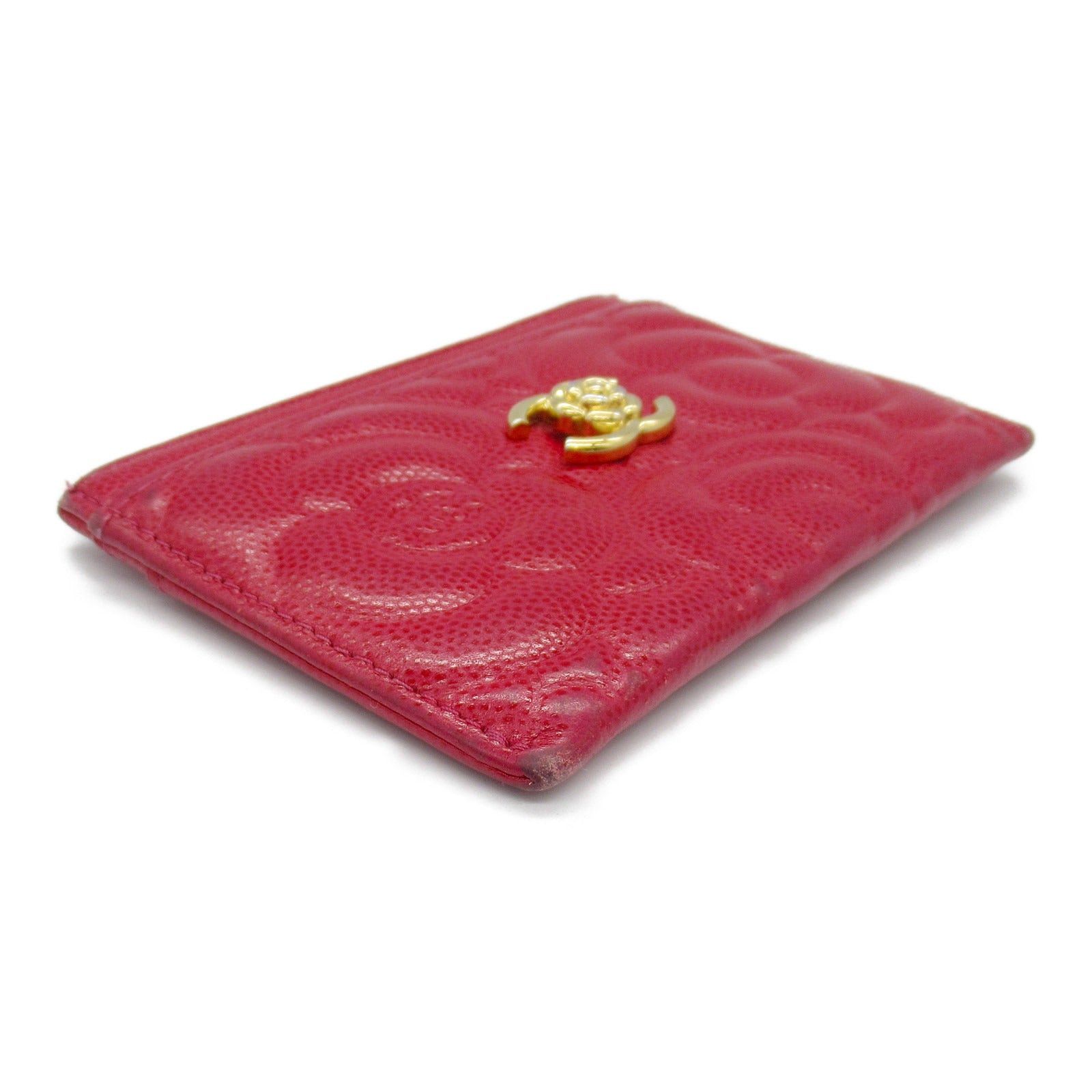 Chanel Chanel Camellia Card Case Leather Red Gold Hardware Size ONE SIZE - 3 Thumbnail