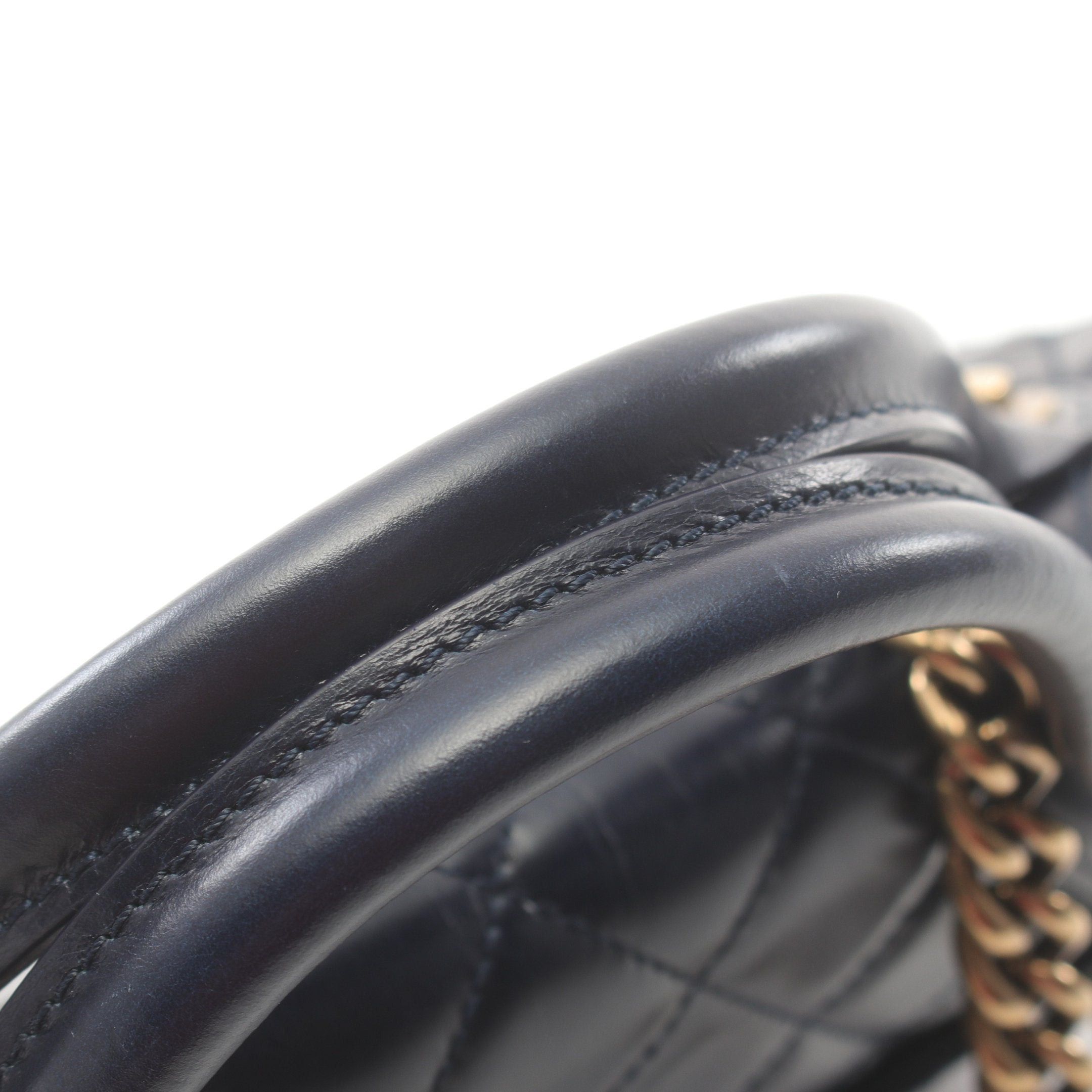 Chanel Chanel Top Handle Matelasse Chain Shoulder Bag Leather Navy Gold Hardware Size ONE SIZE - 9 Thumbnail