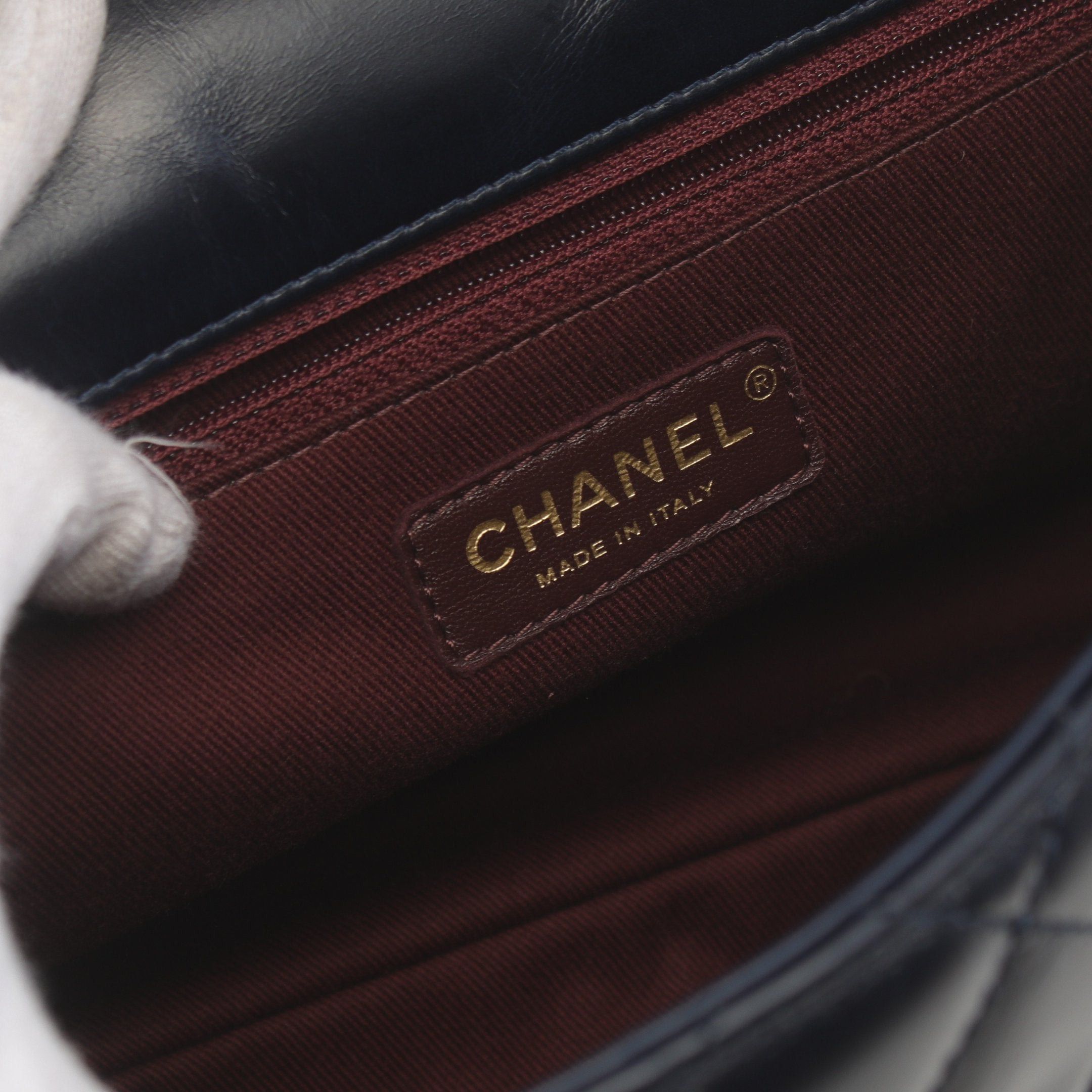 Chanel Chanel Top Handle Matelasse Chain Shoulder Bag Leather Navy Gold Hardware Size ONE SIZE - 4 Thumbnail