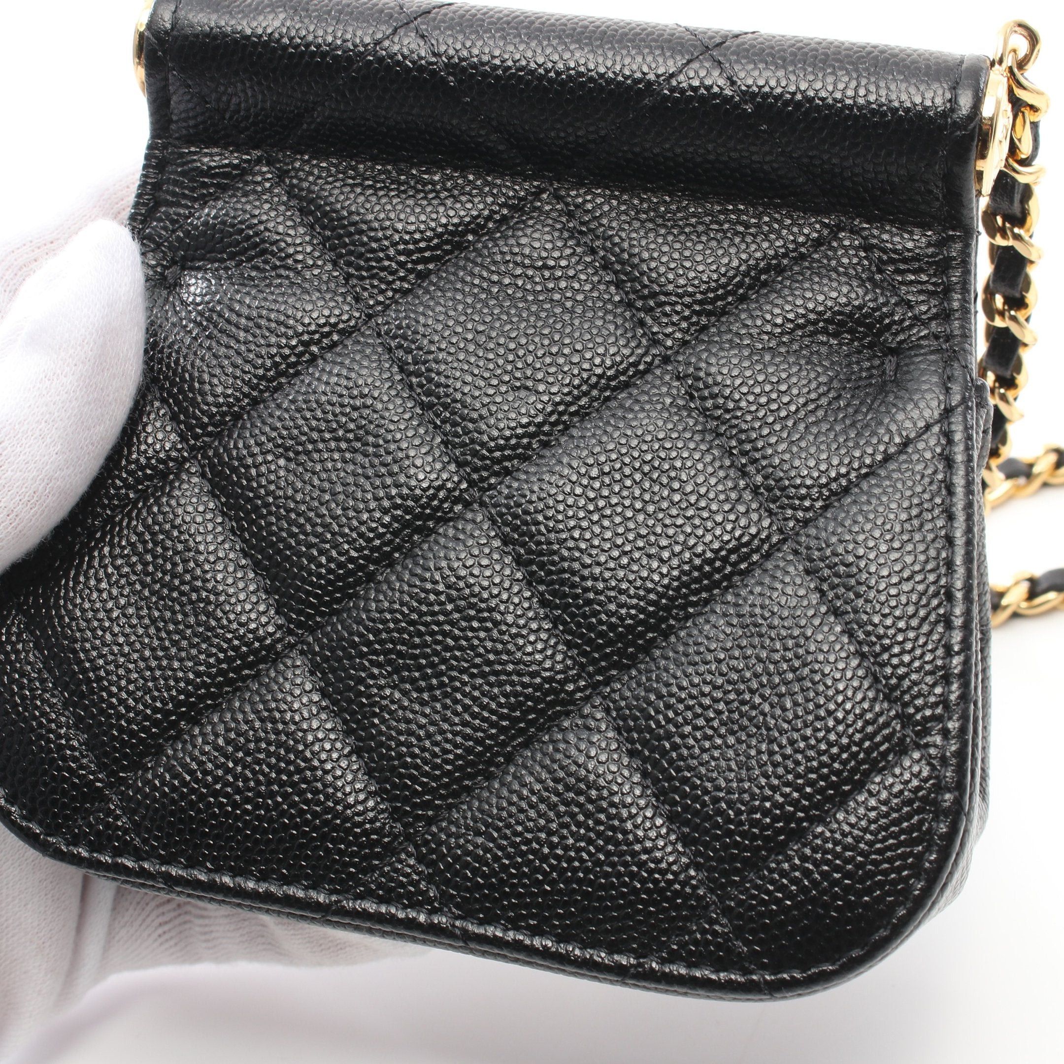 Chanel Chanel Mini Matelasse Chain Shoulder Bag Caviar Skin Black Gold Hardware Size ONE SIZE - 6 Thumbnail