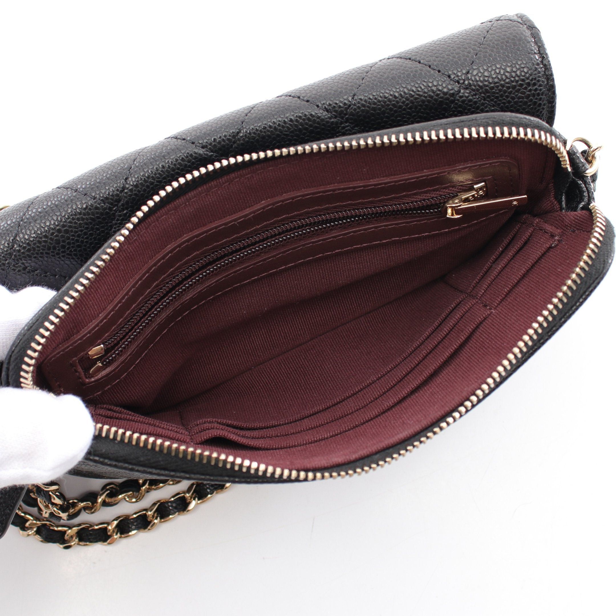 Chanel Chanel Matelasse Chain Phone Case Wallet Shoulder Bag Caviar Skin Black Gold Hardware Size ONE SIZE - 4 Thumbnail