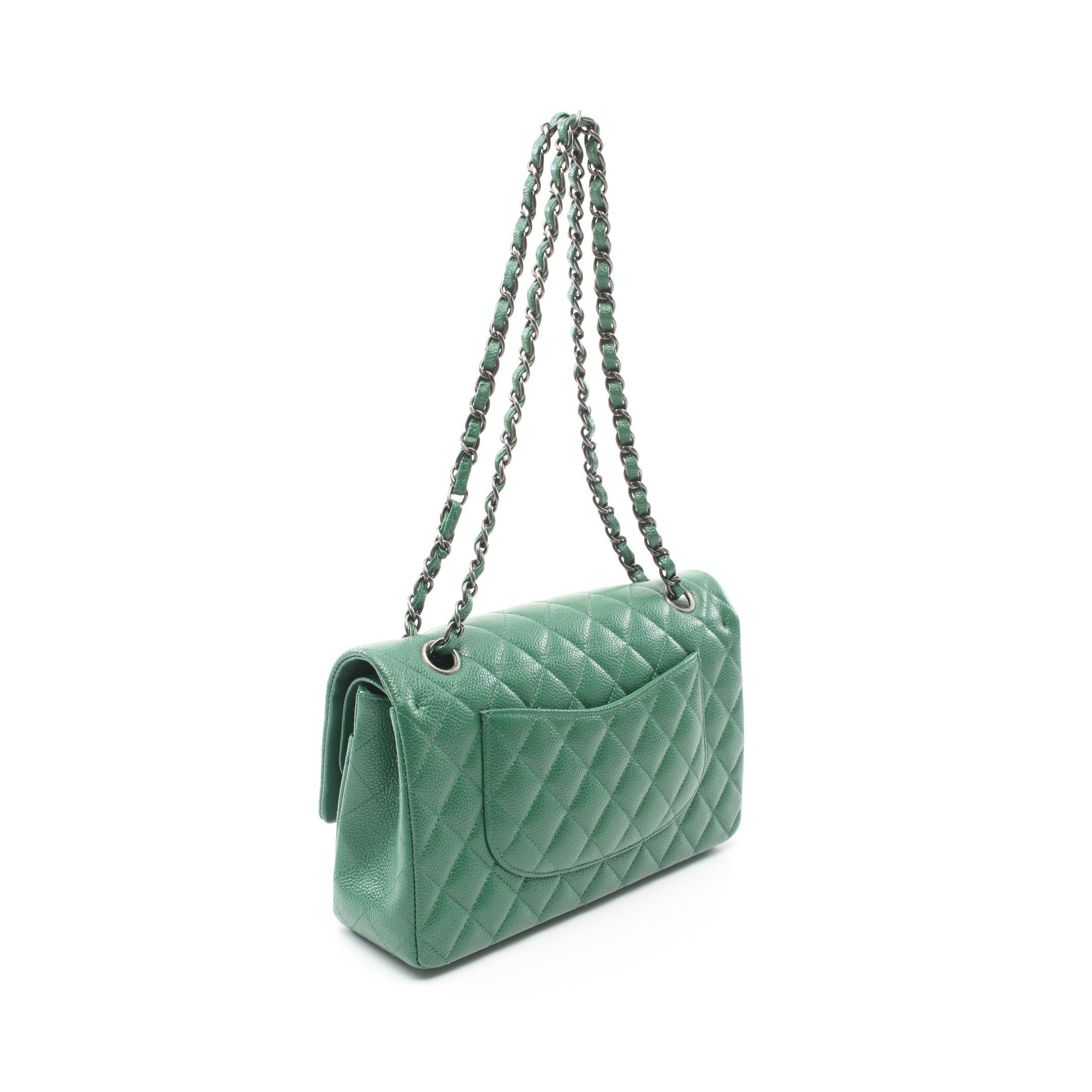 Chanel Chanel Matelasse Double Flap Chain Shoulder Bag Caviar Skin Green Antique Silver Hardware Size ONE SIZE - 2 Thumbnail