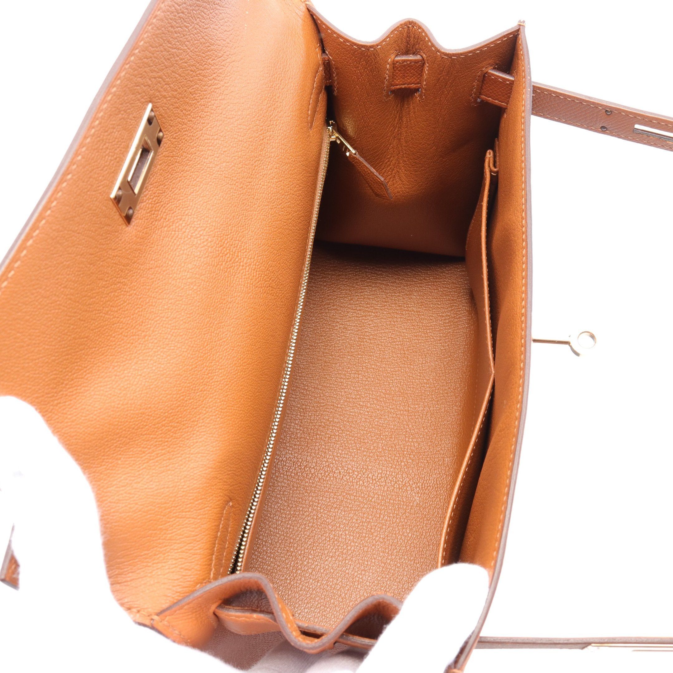 Hermes Hermes Kelly Letter 28 Gold Celeste Blue Saphir Handbag Veau Epsom Brown Light Navy Hardware D Stamp Size ONE SIZE - 3 Thumbnail