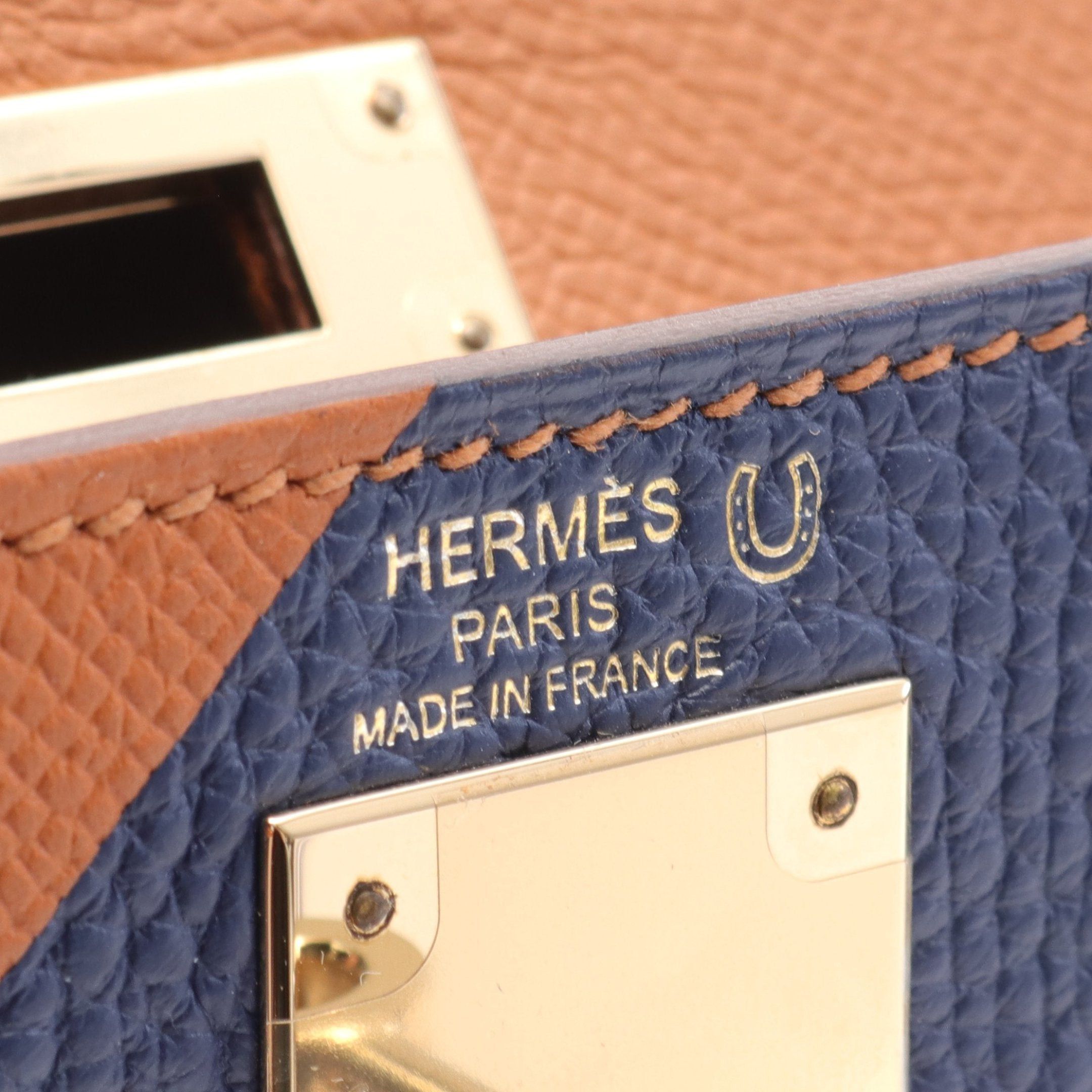 Hermes Hermes Kelly Letter 28 Gold Celeste Blue Saphir Handbag Veau Epsom Brown Light Navy Hardware D Stamp Size ONE SIZE - 4 Thumbnail
