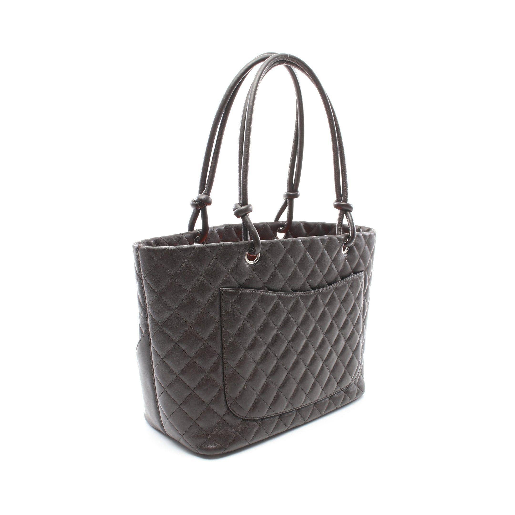Chanel Chanel Cambon Line Large Shoulder Bag Tote Leather Patent Dark Brown Silver Hardware Size ONE SIZE - 2 Thumbnail