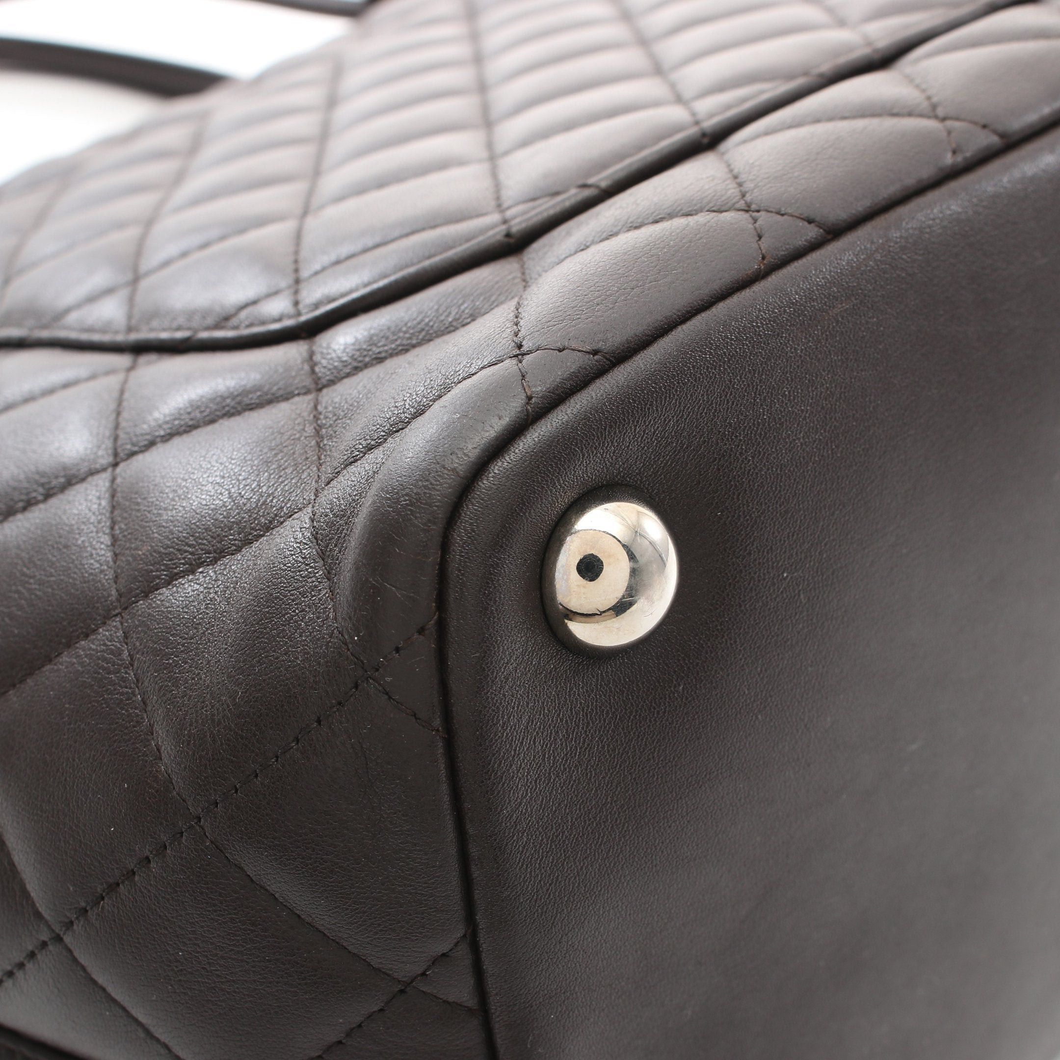 Chanel Chanel Cambon Line Large Shoulder Bag Tote Leather Patent Dark Brown Silver Hardware Size ONE SIZE - 11 Thumbnail