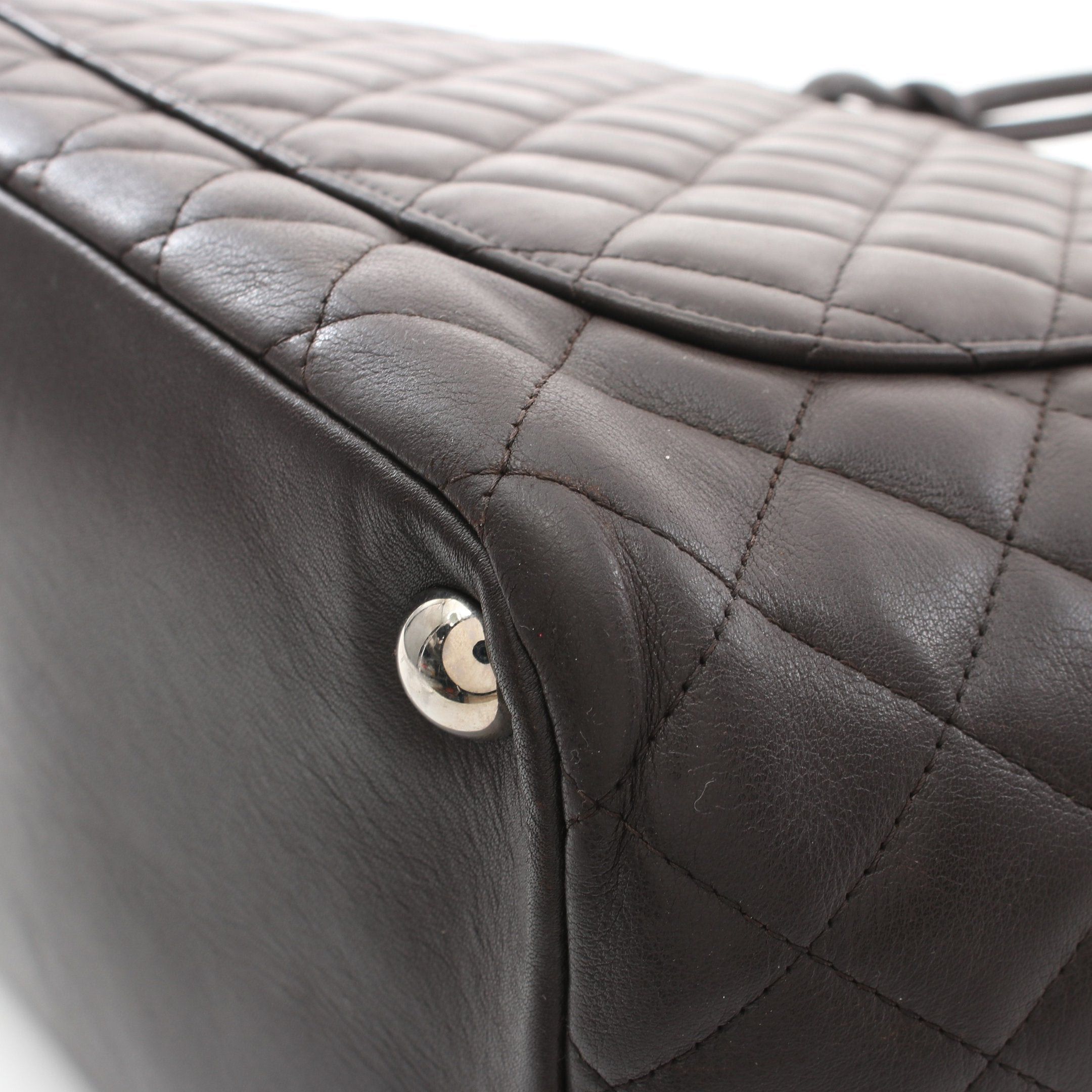 Chanel Chanel Cambon Line Large Shoulder Bag Tote Leather Patent Dark Brown Silver Hardware Size ONE SIZE - 10 Thumbnail