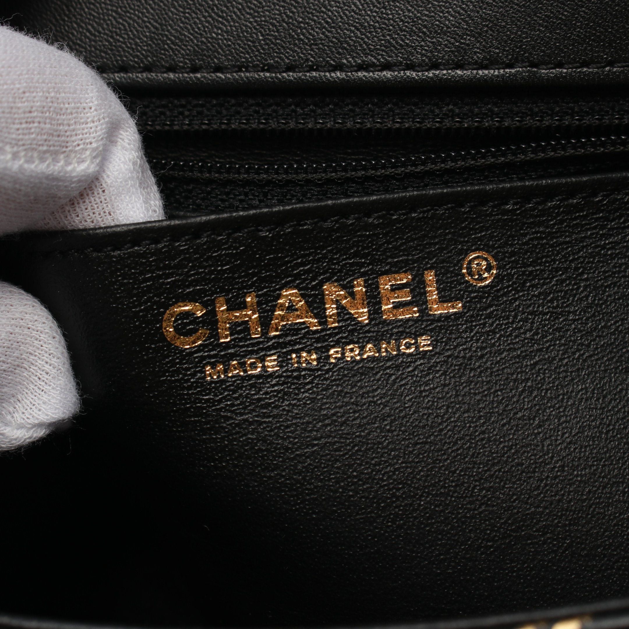 Chanel Chanel 2.55 Mini Double Chain Shoulder Bag Graffiti Embossing Leather Black Gold Hardware Size ONE SIZE - 4 Thumbnail