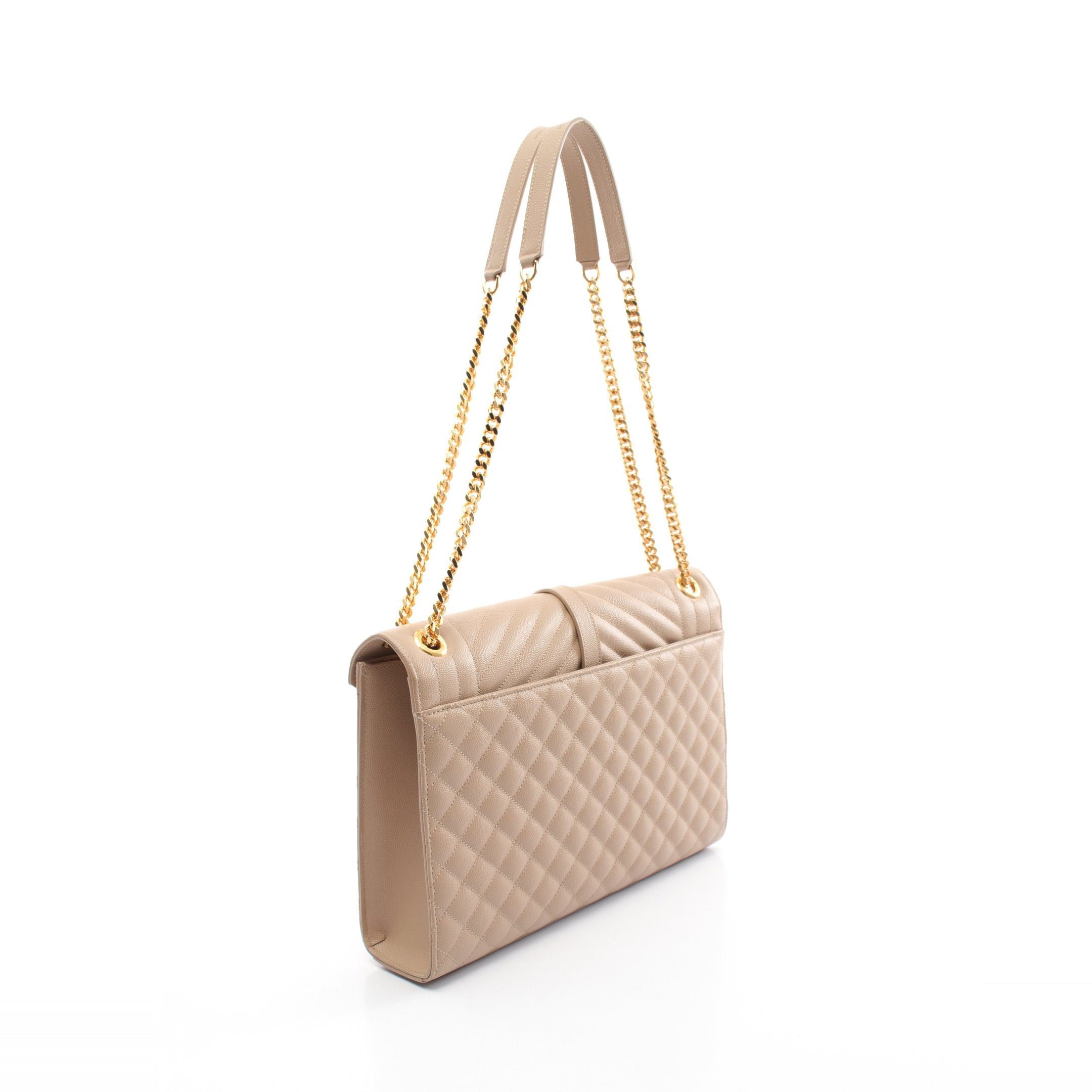 Yves Saint Laurent Yves Saint Laurent Envelope Chain Shoulder Bag Leather Beige Size ONE SIZE - 2 Thumbnail