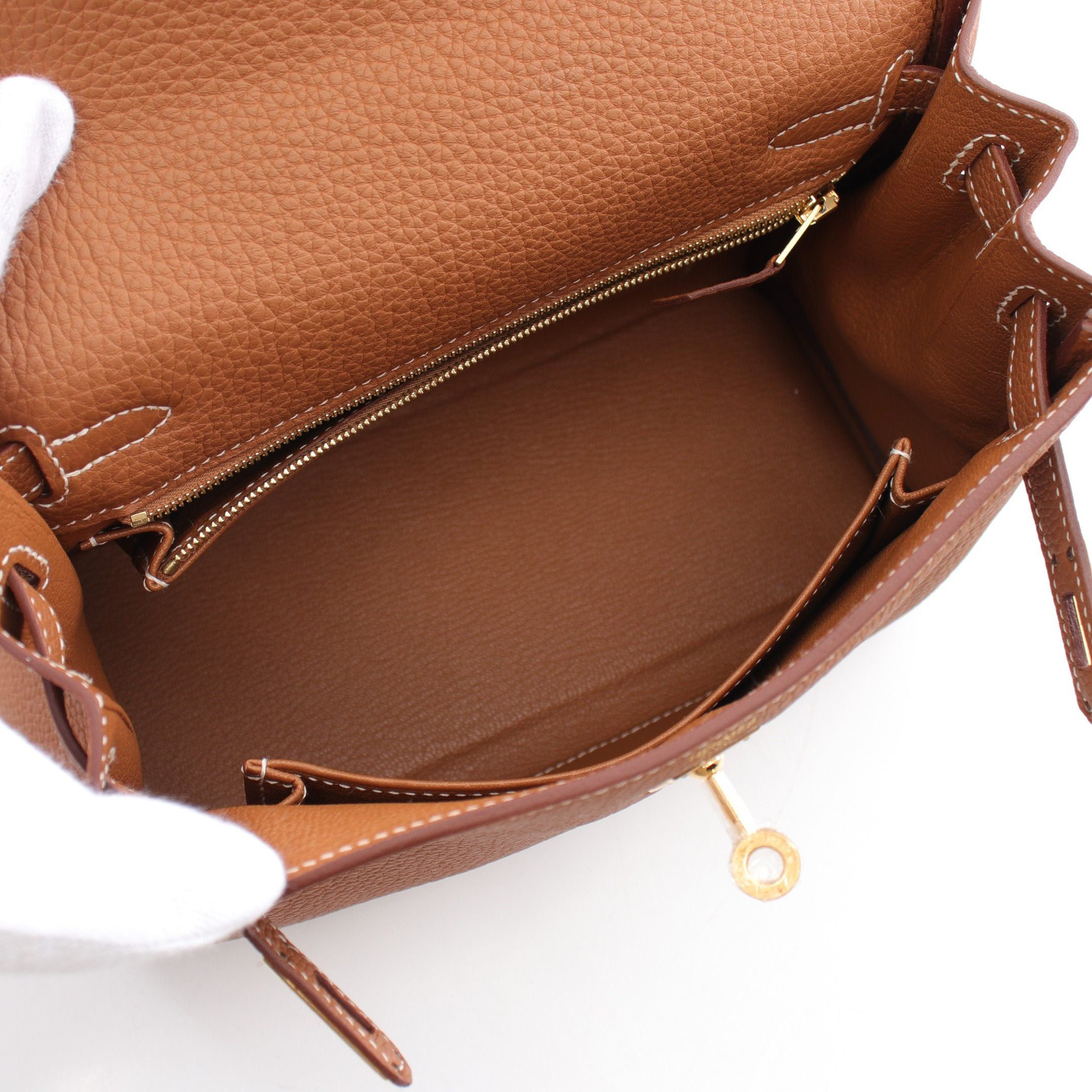 Hermes Hermes Kelly 25 Gold Handbag Togo Brown Hardware Inner Stitch Double Engraved Size ONE SIZE - 3 Thumbnail
