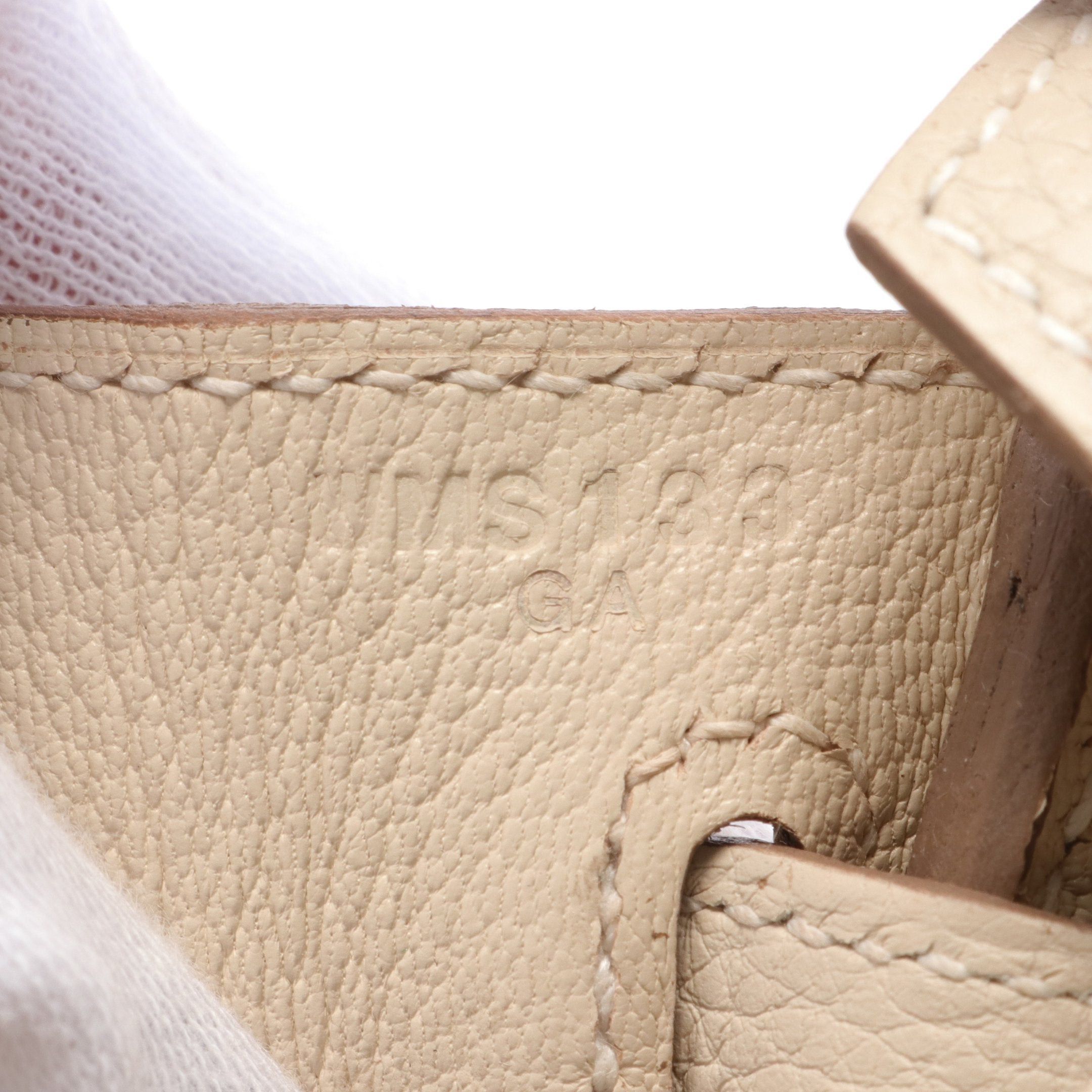 Hermes Hermes Birkin 25 Kure Handbag Clemence Leather Ivory Silver Hardware Double Engraved Size ONE SIZE - 5 Thumbnail