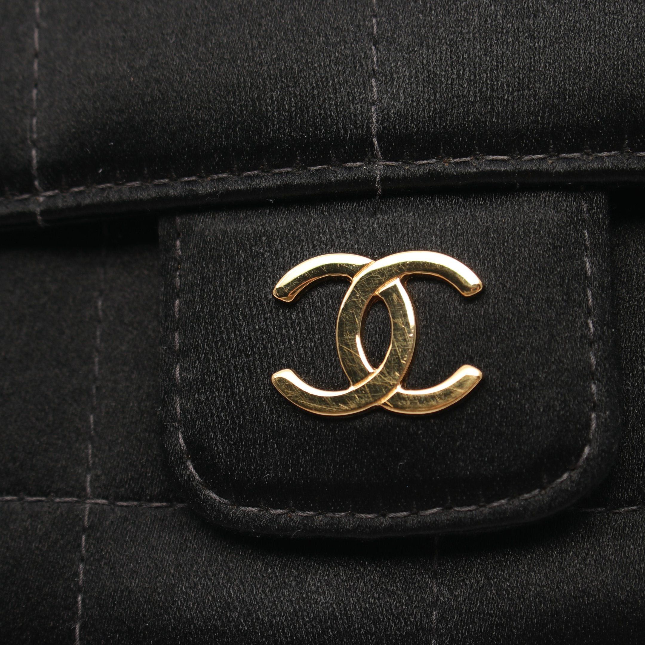 Chanel Chanel Chocolate Bar Camellia Chain Shoulder Bag Satin Black Gold Hardware Size ONE SIZE - 6 Thumbnail