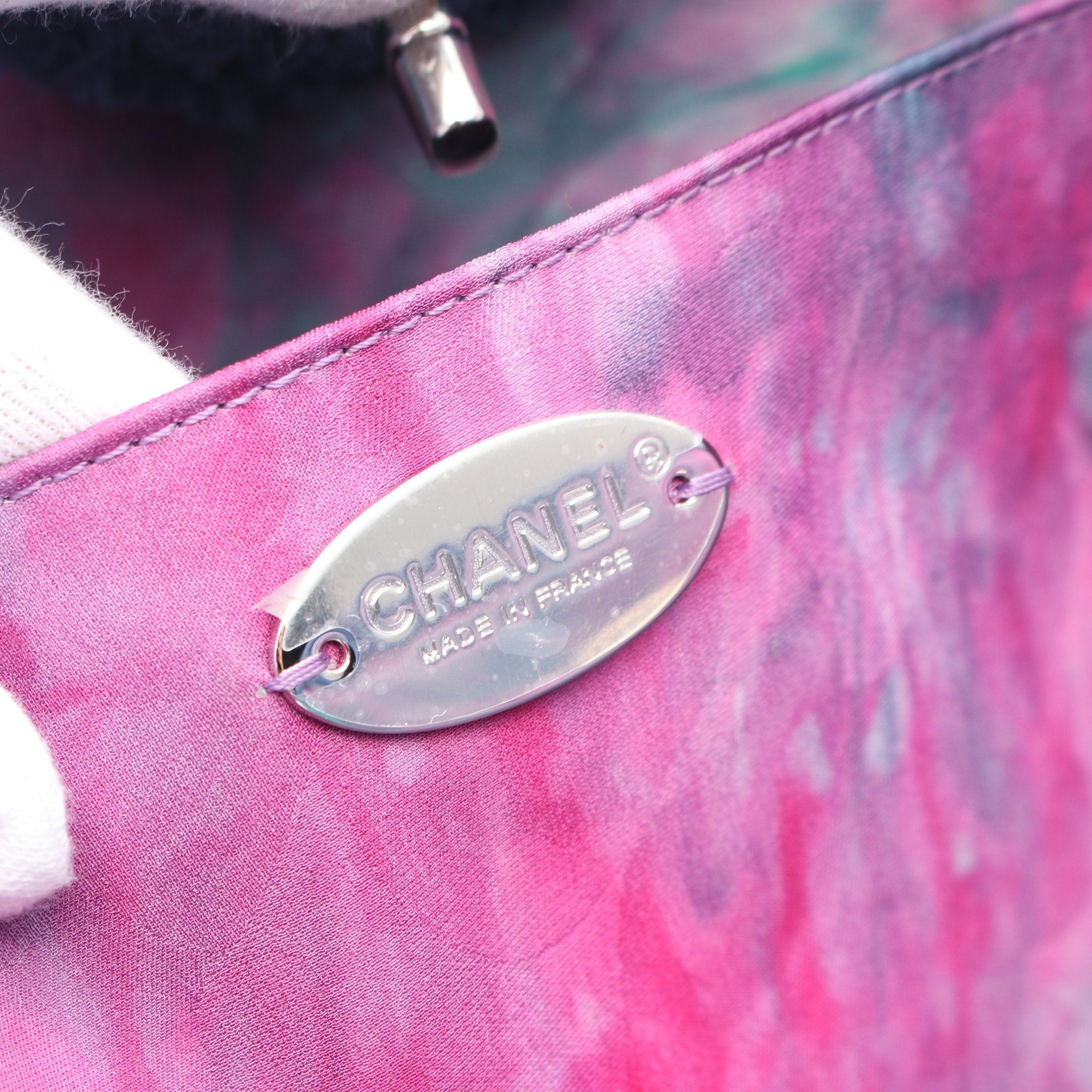 Chanel Chanel Large Chain Shoulder Bag Tote Fabric Dark Blue Purple Multicolor Silver Hardware Size ONE SIZE - 4 Thumbnail