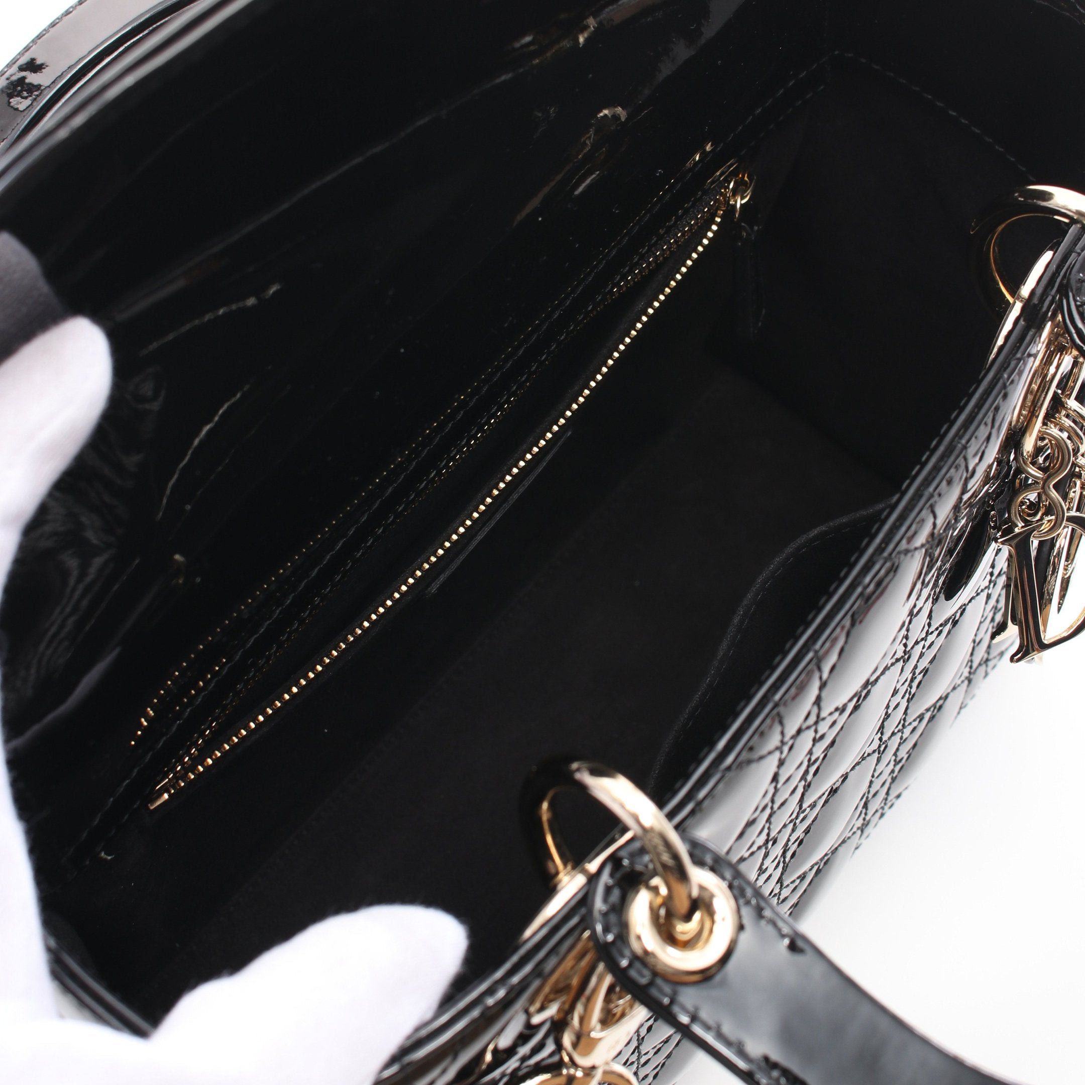 Dior Dior Lady Dior Canage Handbag Patent Leather Black Size ONE SIZE - 3 Thumbnail