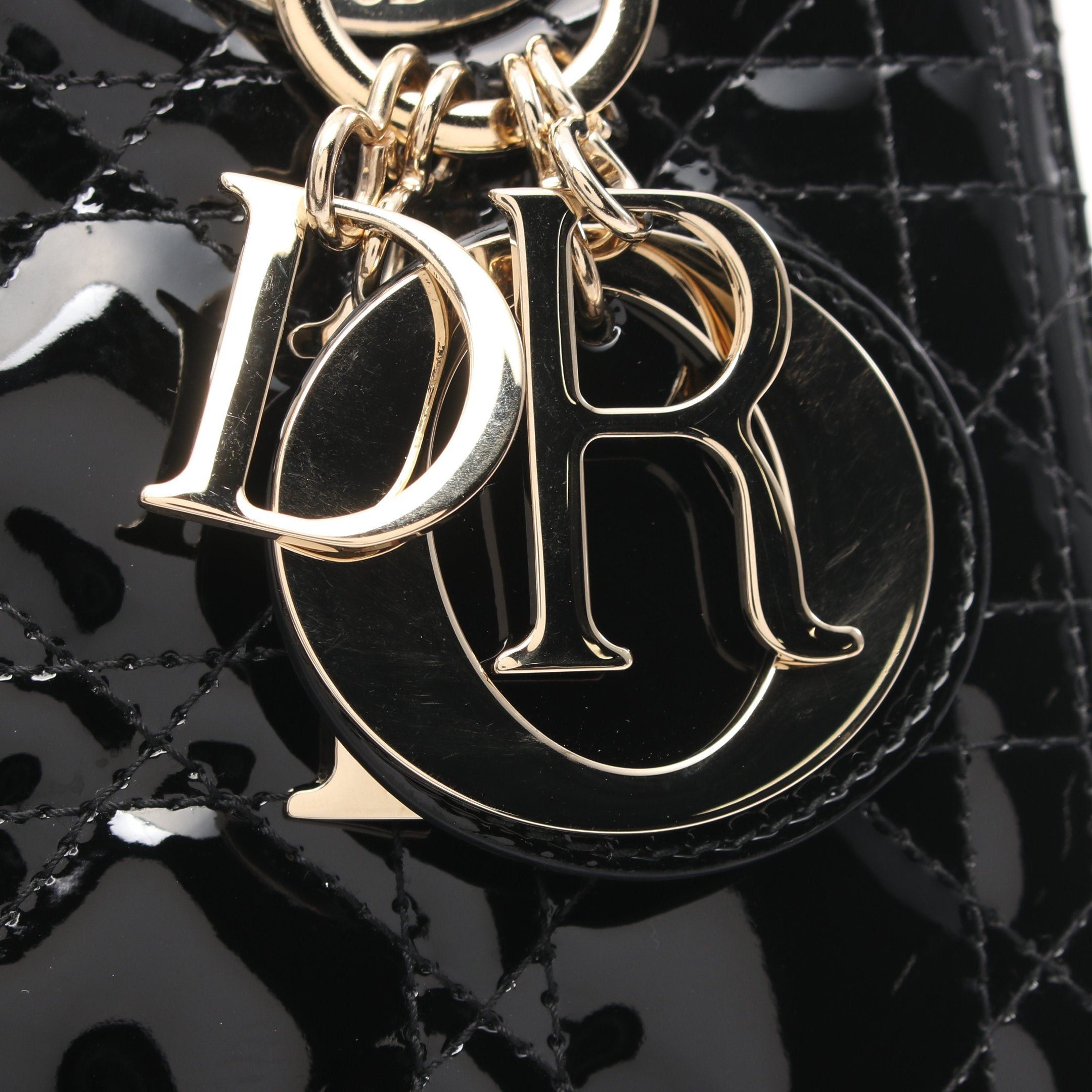 Dior Dior Lady Dior Canage Handbag Patent Leather Black Size ONE SIZE - 6 Thumbnail