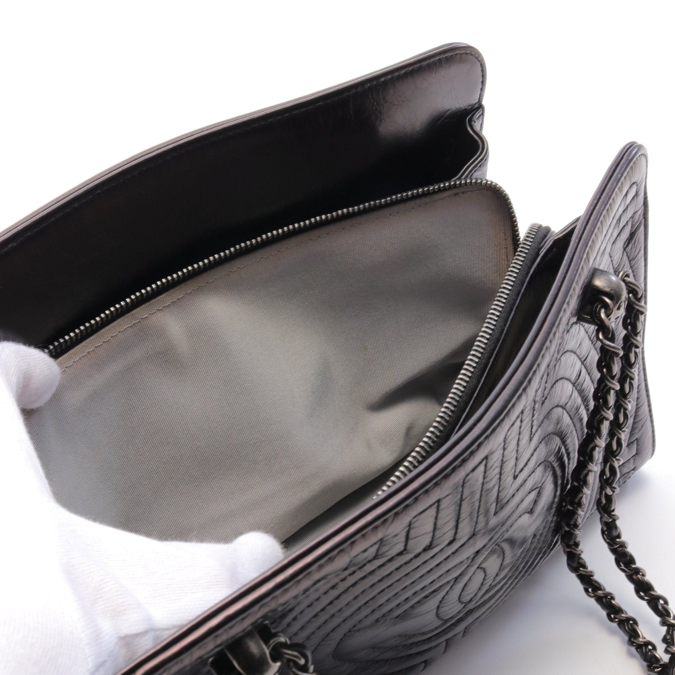 Chanel Chanel Coco Mark Chain Shoulder Bag Leather Black Antique Silver Hardware Size ONE SIZE - 7 Thumbnail