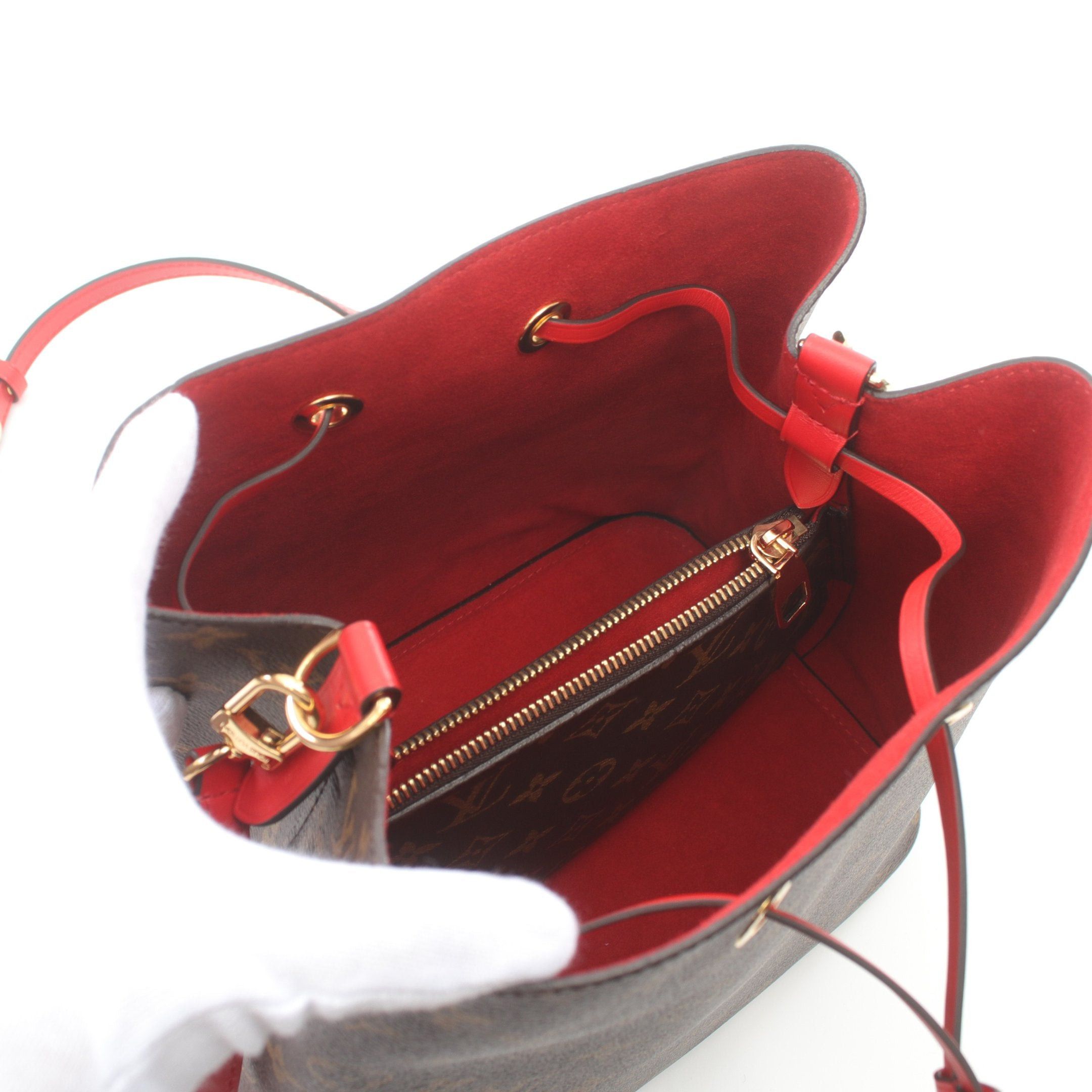 Louis Vuitton Louis Vuitton Neo Noe Monogram Coquelicot Shoulder Bag Leather Brown Red Size ONE SIZE - 3 Thumbnail