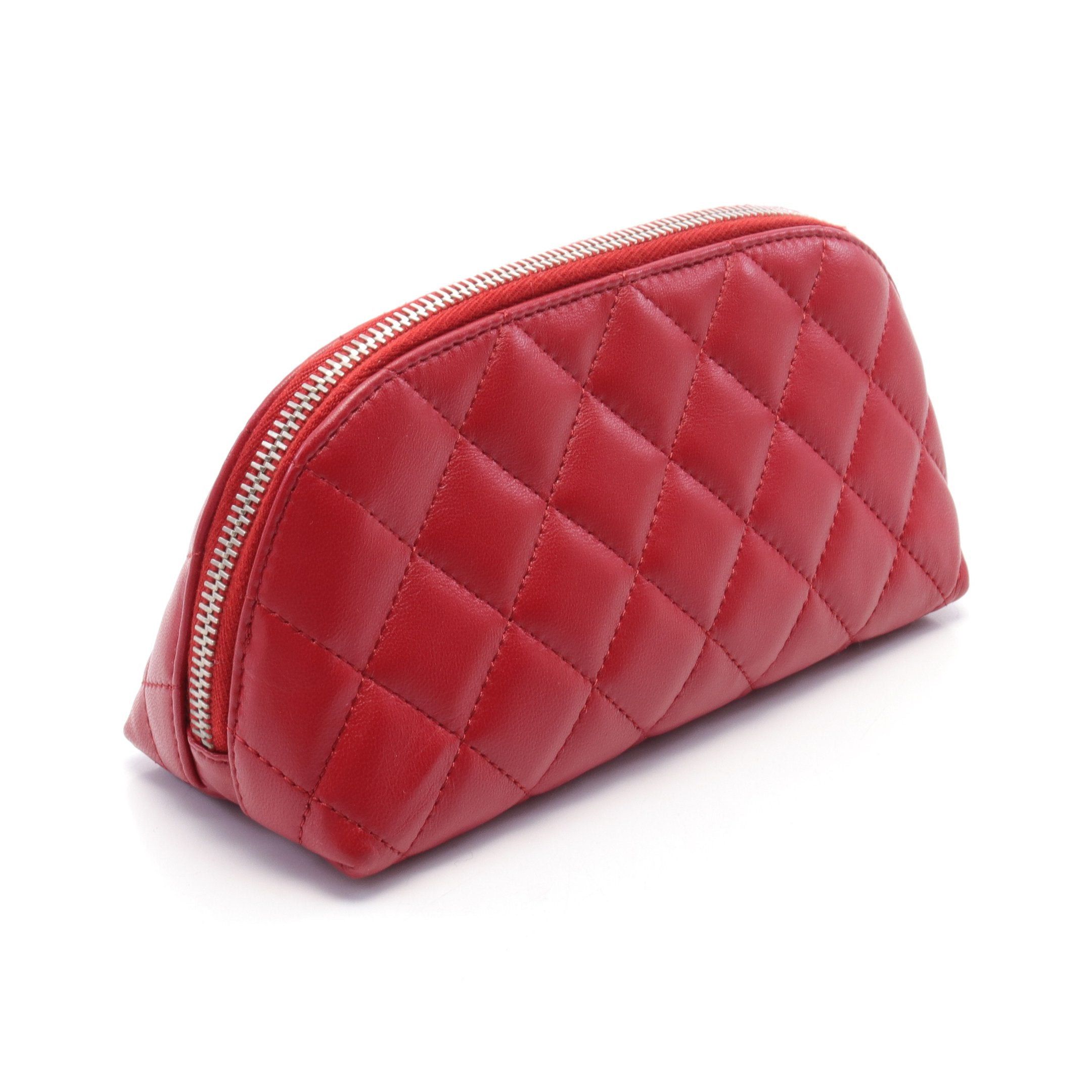 Chanel Chanel Matelasse Pouch Leather Red Silver Hardware Size ONE SIZE - 2 Thumbnail