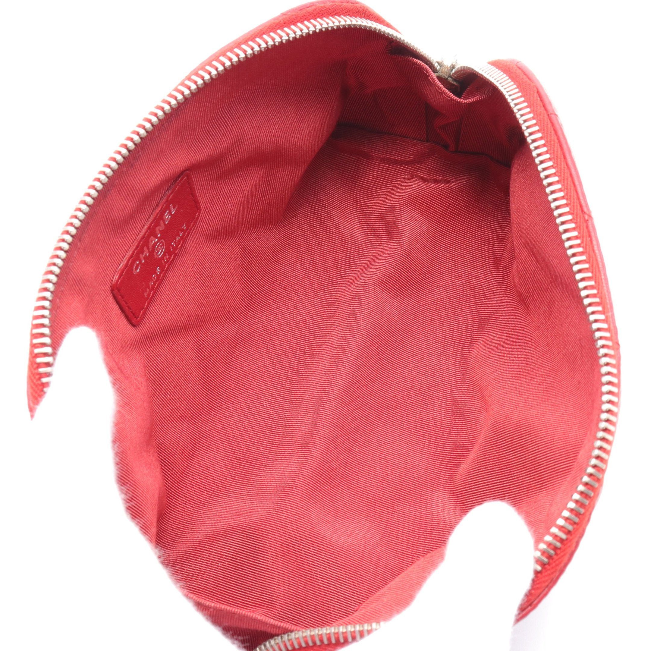 Chanel Chanel Matelasse Pouch Leather Red Silver Hardware Size ONE SIZE - 3 Thumbnail