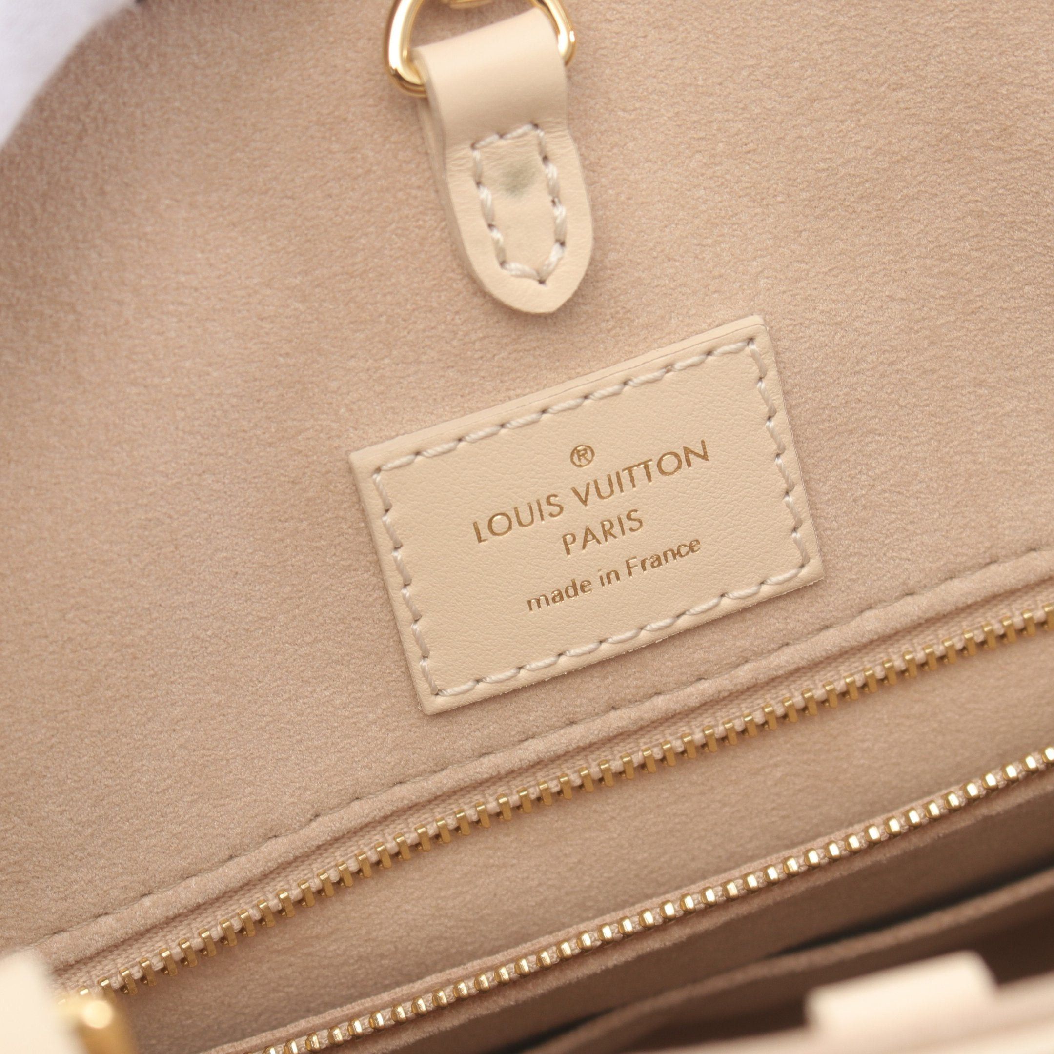 Louis Vuitton On-The-Go Mm Monogram Empreinte Shoulder Bag Tote Leather Light Beige Orange Brown