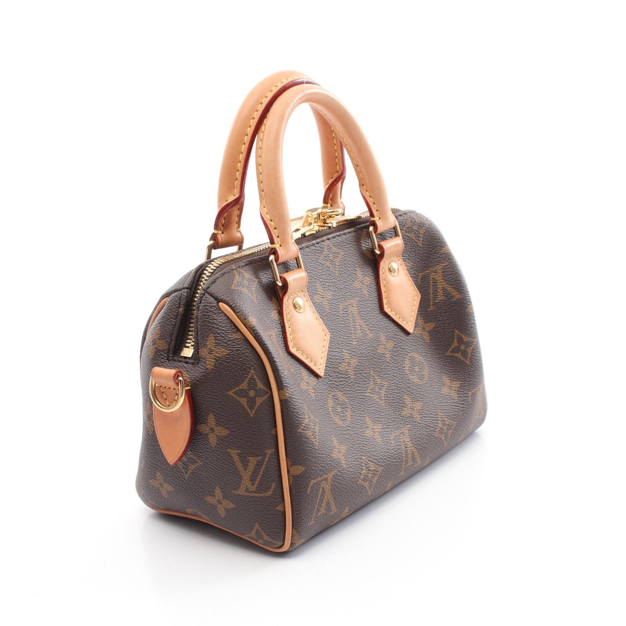 Louis Vuitton Louis Vuitton Speedy 20 Monogram Beige Handbag Leather Brown Size ONE SIZE - 2 Thumbnail