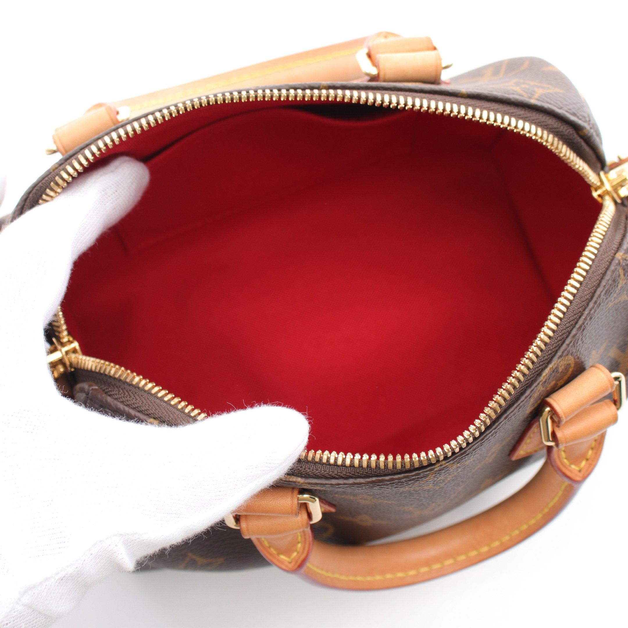 Louis Vuitton Louis Vuitton Speedy 20 Monogram Beige Handbag Leather Brown Size ONE SIZE - 3 Thumbnail