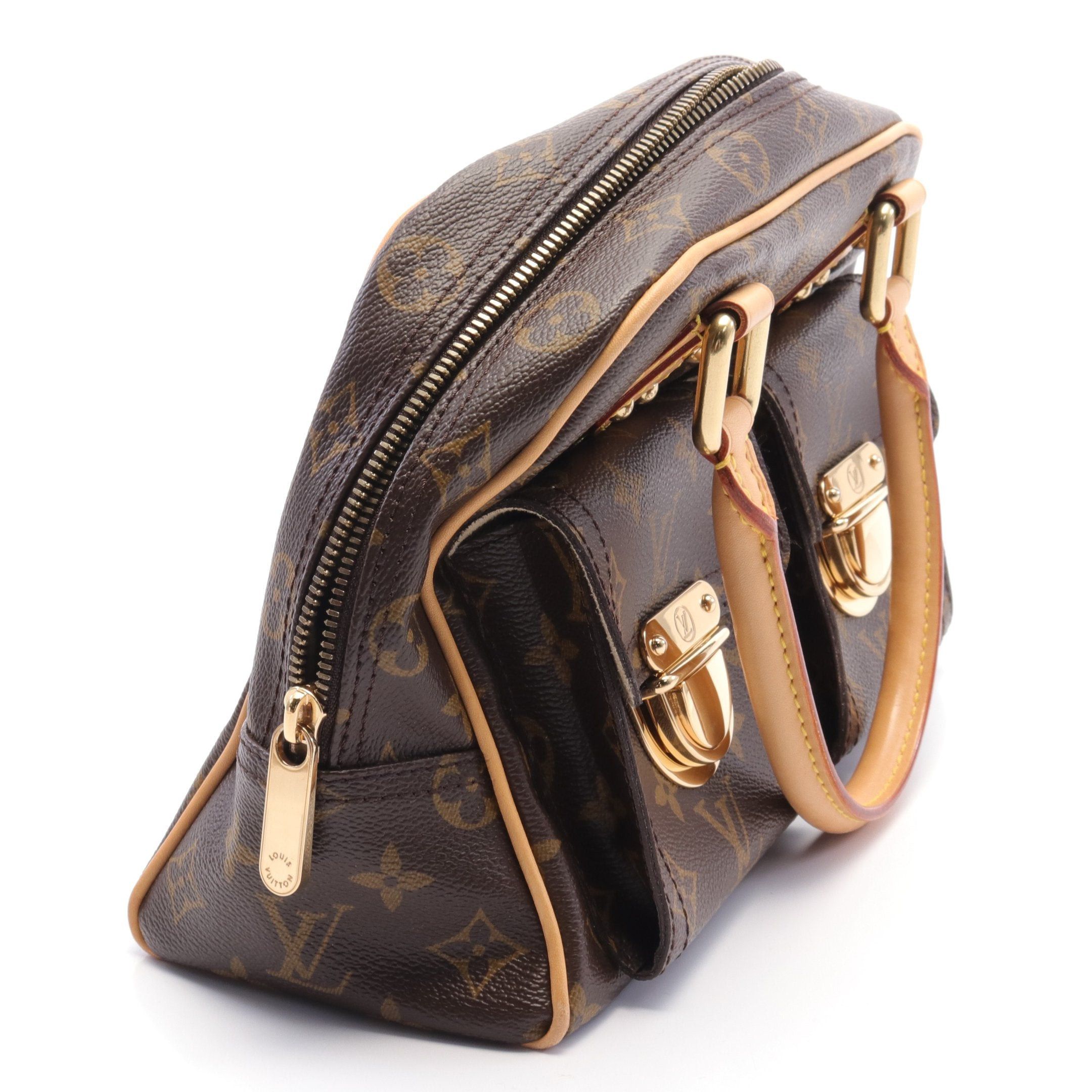 Louis Vuitton Louis Vuitton Manhattan Pm Monogram Handbag Leather Brown Size ONE SIZE - 7 Thumbnail