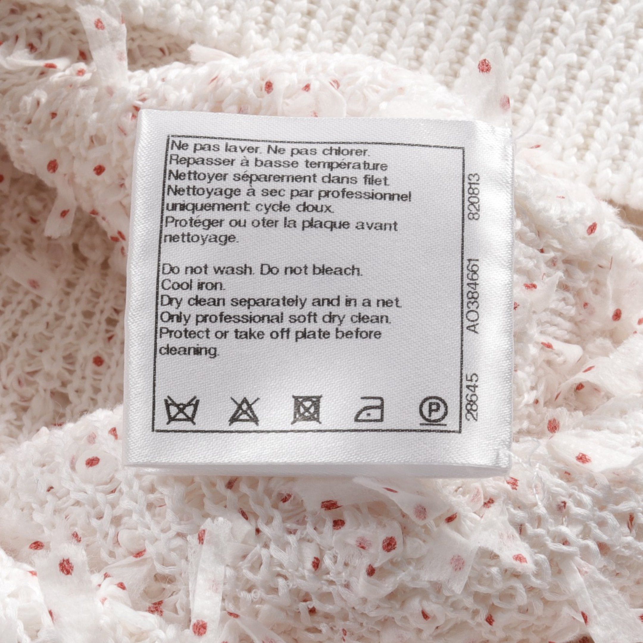 Chanel Chanel Knit Crew Neck Short Sleeve Dot Cotton White Red Ribbon Size ONE SIZE - 5 Thumbnail