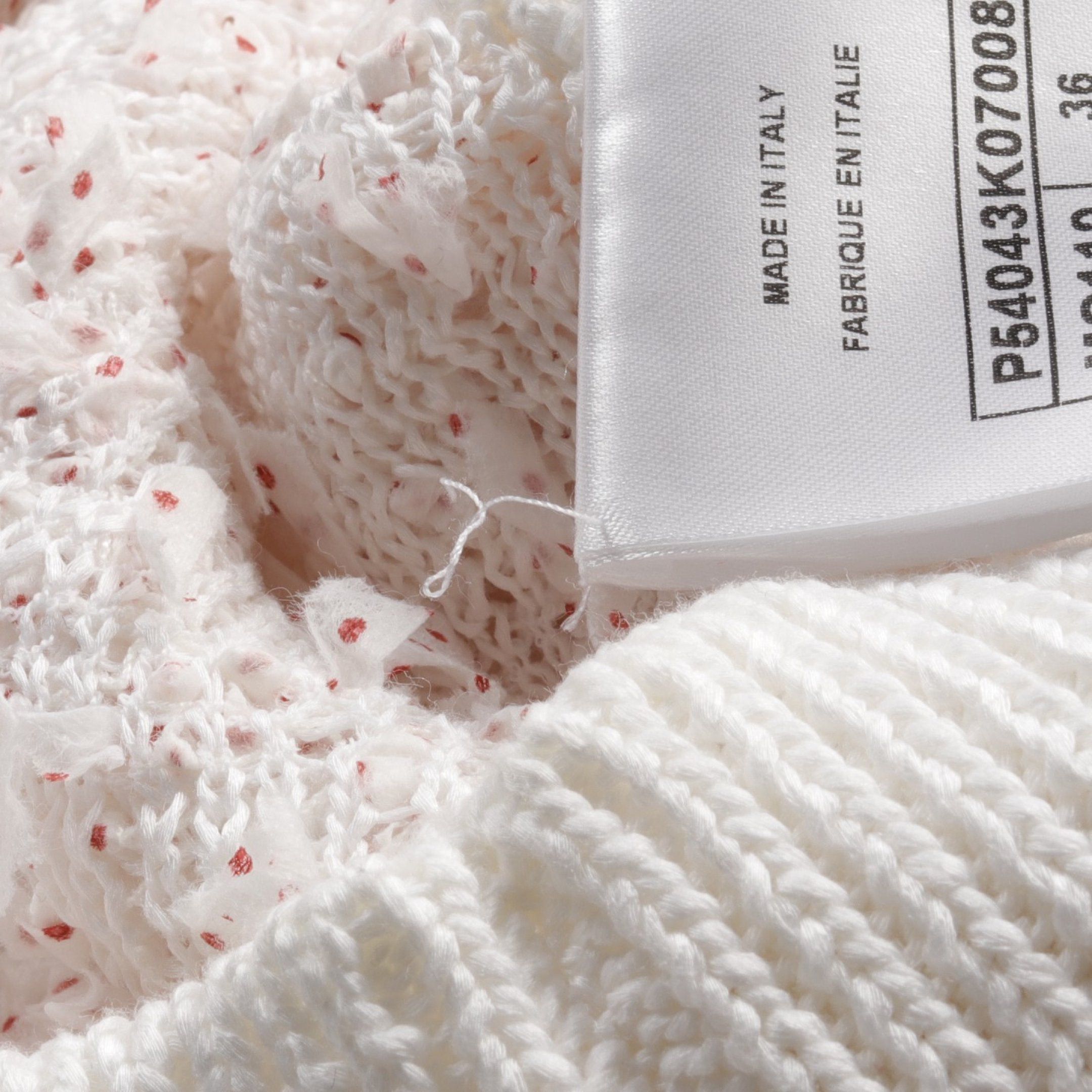 Chanel Chanel Knit Crew Neck Short Sleeve Dot Cotton White Red Ribbon Size ONE SIZE - 7 Thumbnail