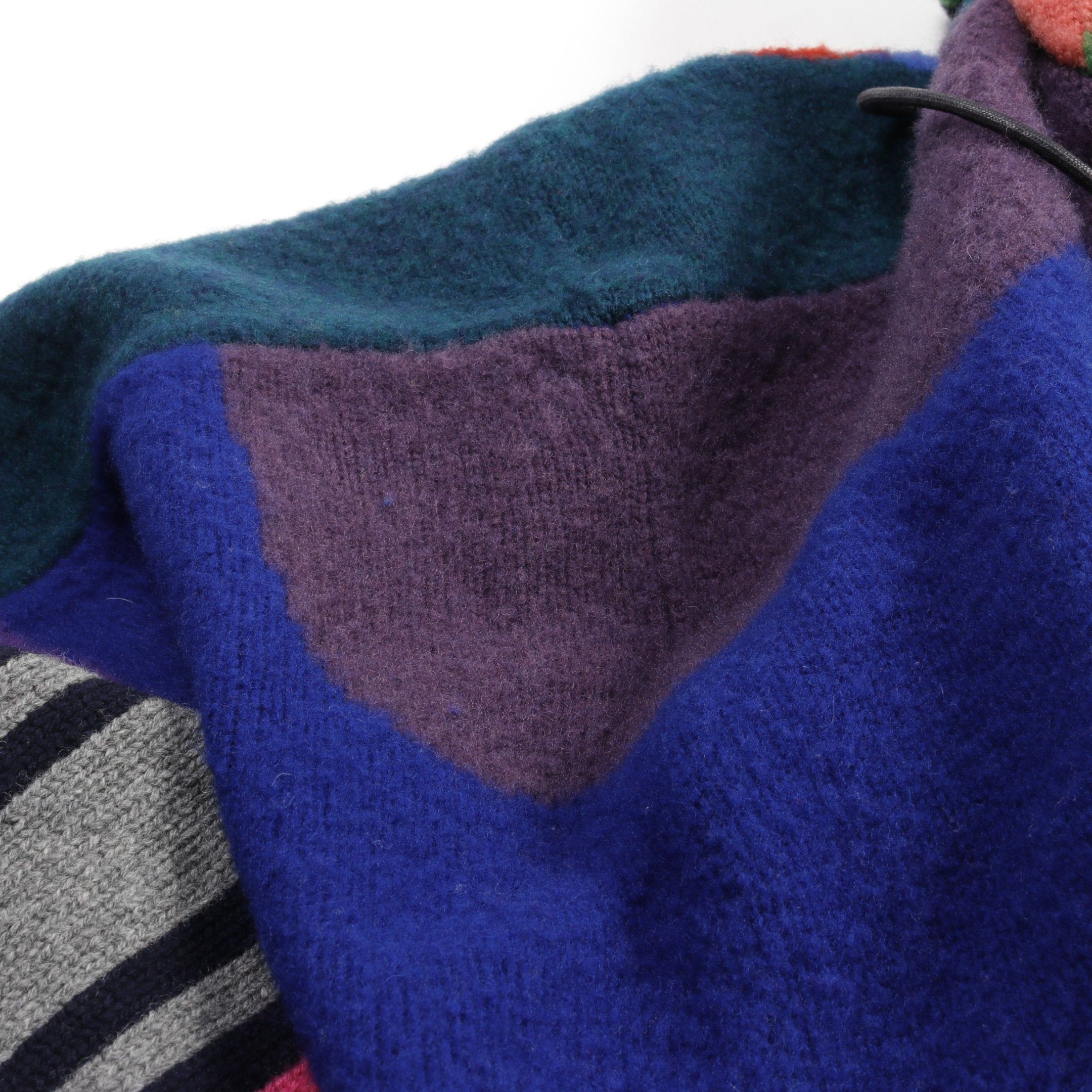 Sacai Sacai Sacai * Kaws Jacquard Knit Poncho Wool Blue Multicolor Switching Hooded 21Aw Size ONE SIZE - 6 Thumbnail