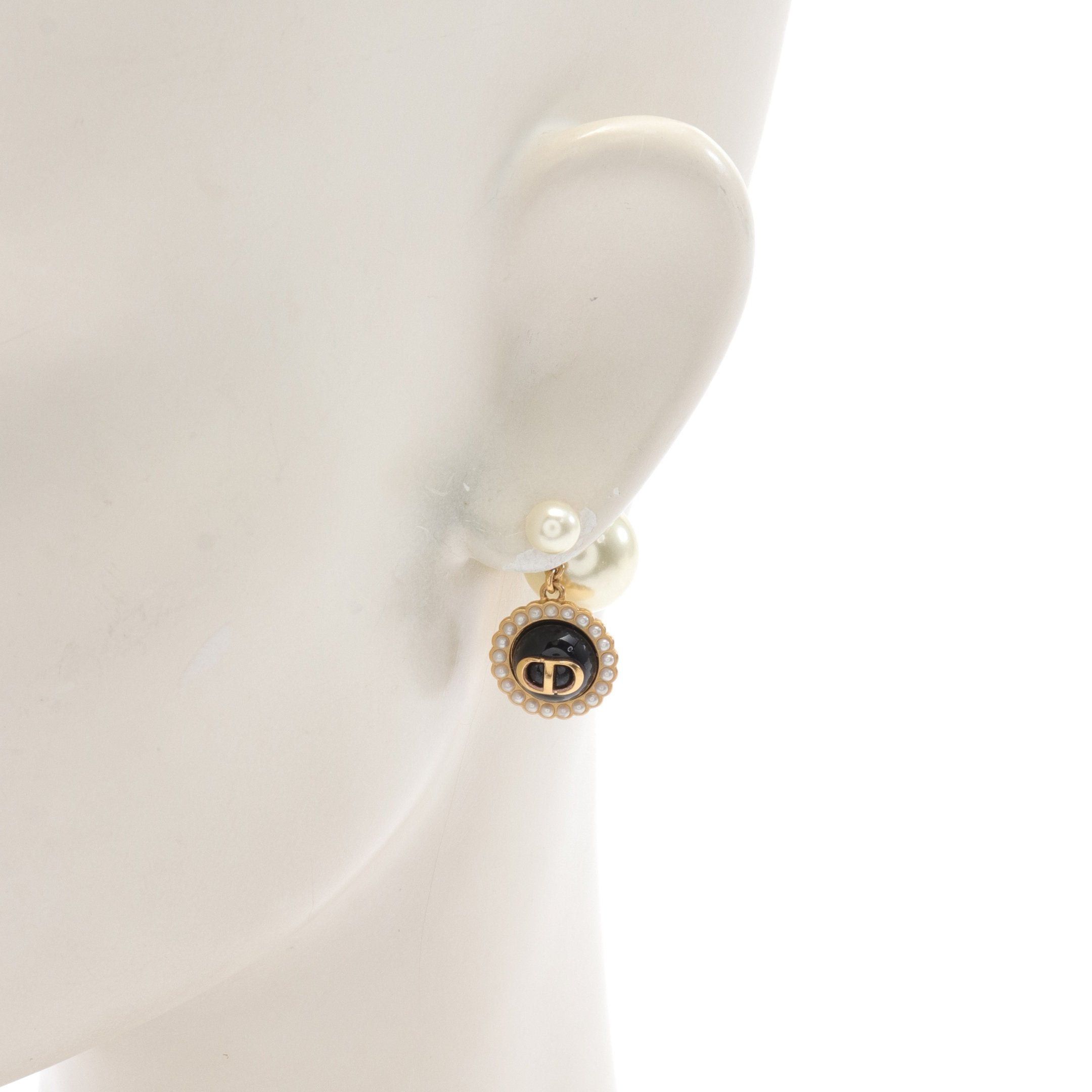 Dior Dior Tribales Earrings Gp Glass Fake Pearl Gold Black White Size ONE SIZE - 4 Thumbnail