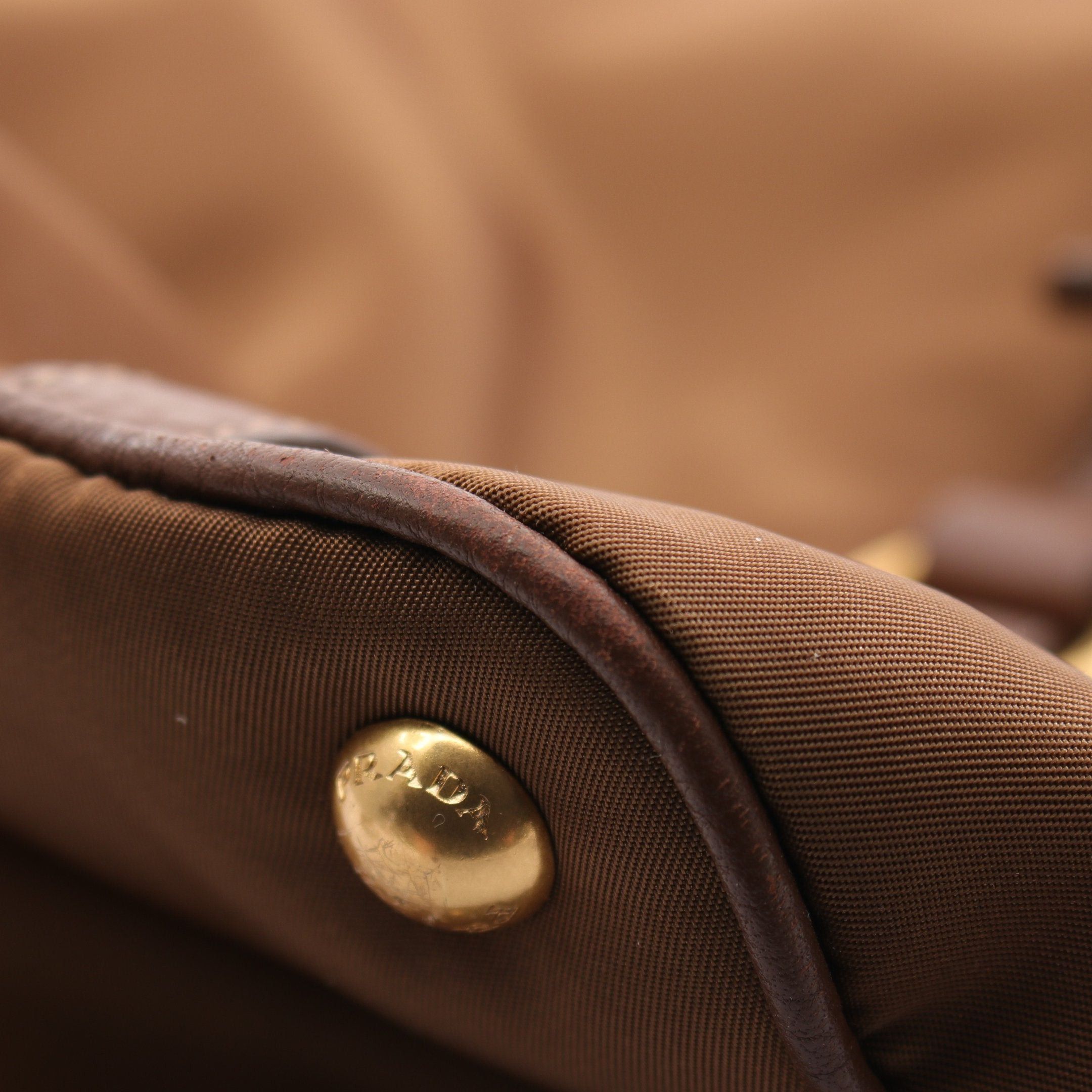 Prada Prada Handbag Nylon Leather Brown Metal Plate Size ONE SIZE - 6 Thumbnail