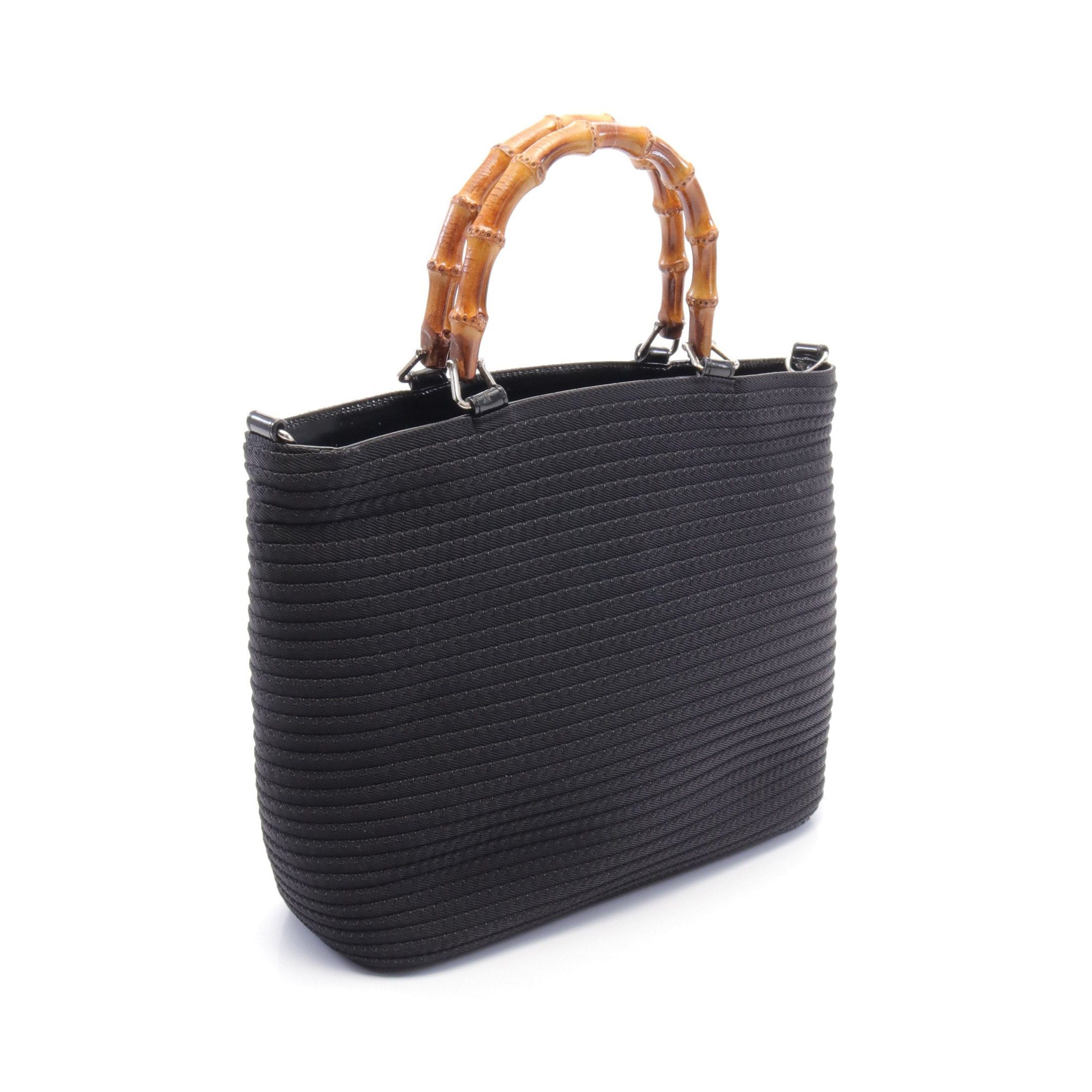 Gucci Gucci Bamboo Handbag Canvas Leather Black Size ONE SIZE - 2 Thumbnail