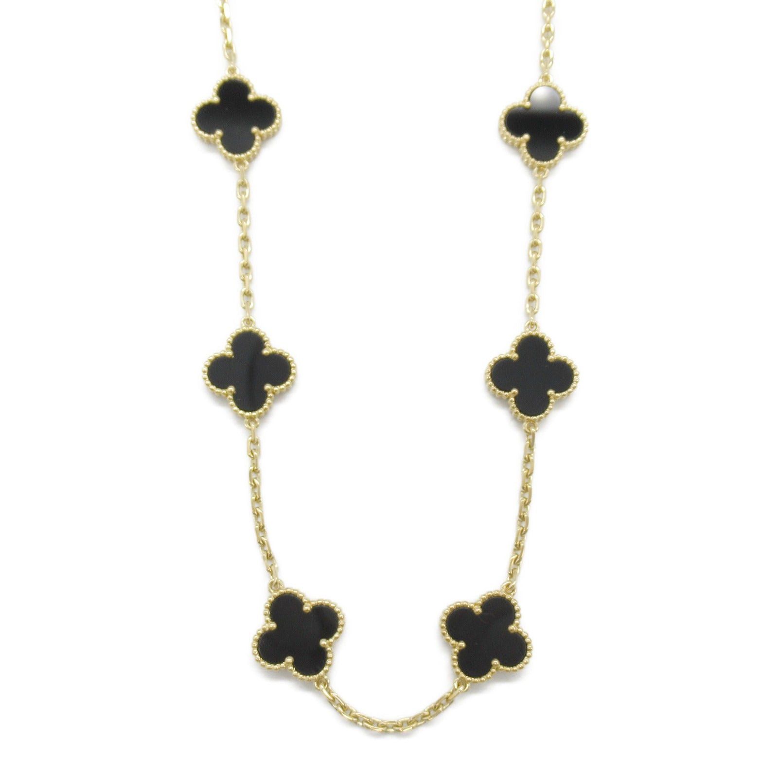 Van Cleef & Arpels Van Cleef Arpels Alhambra 10P Motif Necklace K18 (Yellow Gold) Onyx Black Size ONE SIZE - 2 Thumbnail