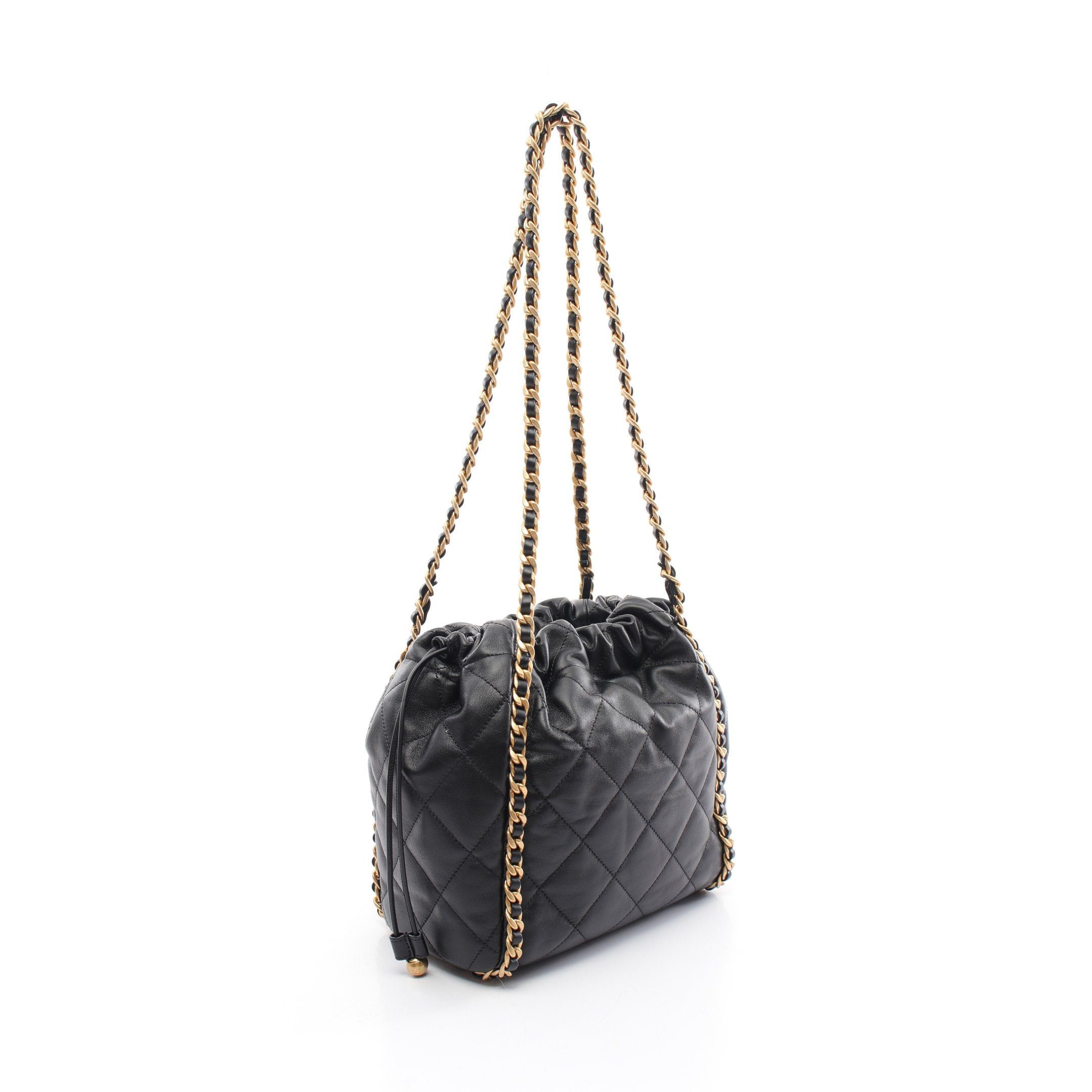 Chanel Chanel Chain Shoulder Bag Purse Leather Black Gold Hardware Size ONE SIZE - 2 Thumbnail