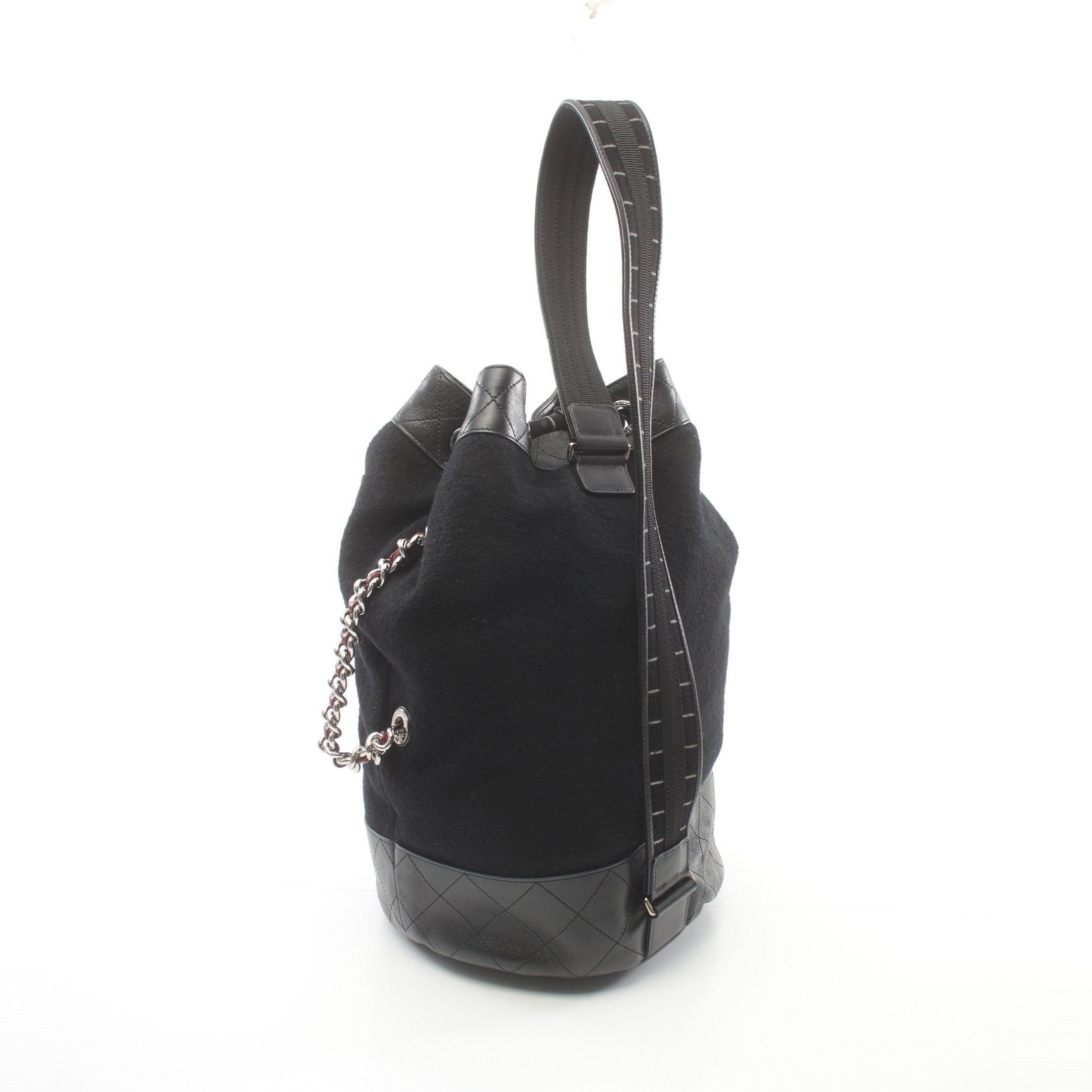 Chanel Chanel Coco Mark Shoulder Bag Wool Leather Black Multicolor Silver Hardware Purse Size ONE SIZE - 2 Thumbnail