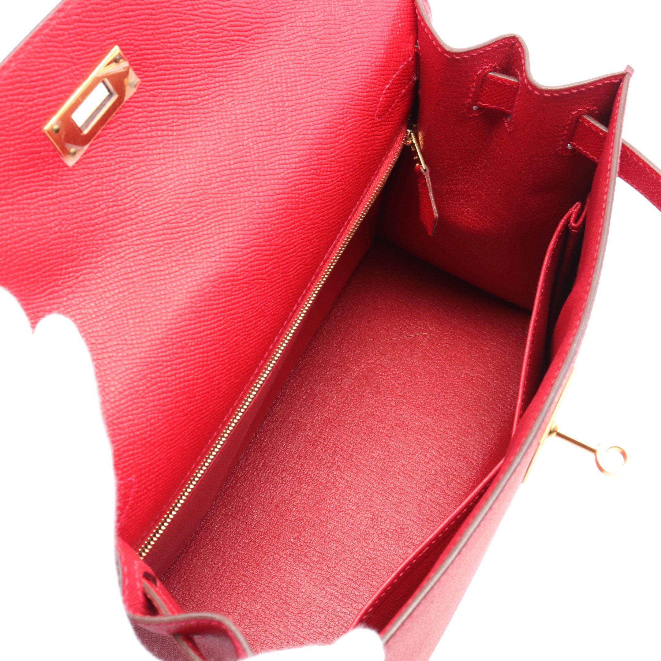 Hermes Hermes Kelly28 Vermilion Handbag Veau Epsom Red Gold Hardware Outside Sewing X Stamp Size ONE SIZE - 3 Thumbnail