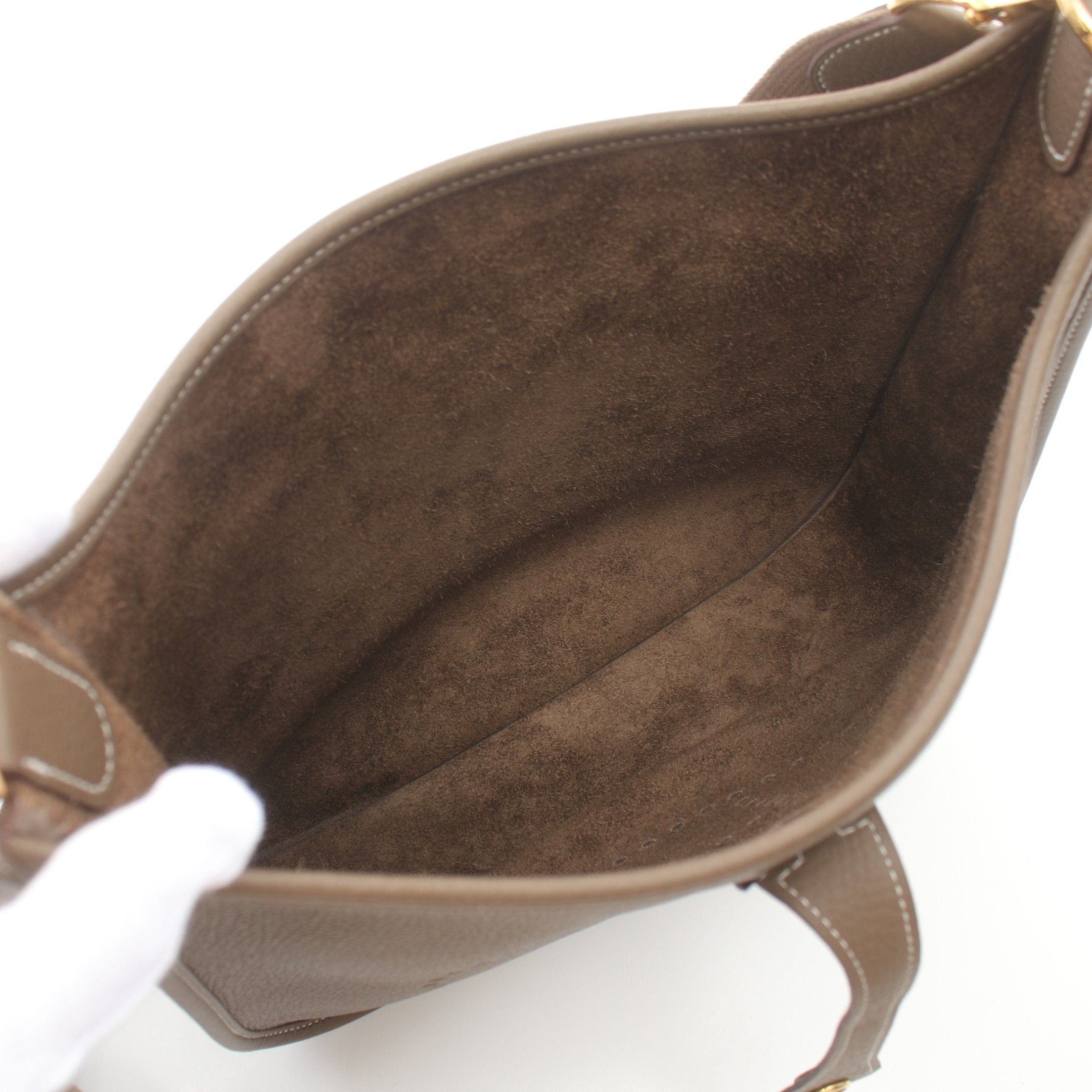 Hermes Hermes Evelyn 3 Troyes Pm Etoupe Shoulder Bag Clemence Leather Gray Brown Gold Hardware B Stamp Size ONE SIZE - 3 Thumbnail