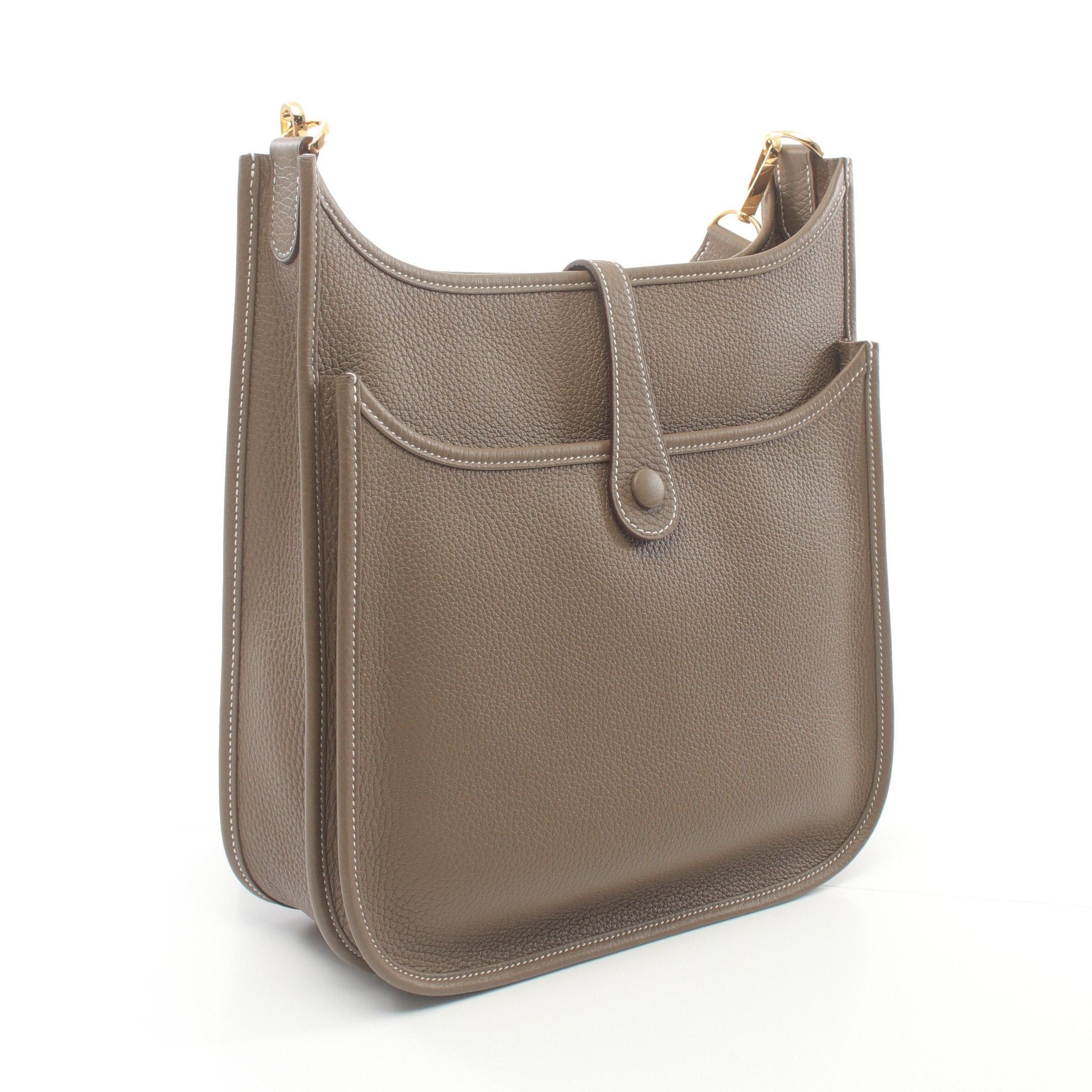 Hermes Hermes Evelyn 3 Troyes Pm Etoupe Shoulder Bag Clemence Leather Gray Brown Gold Hardware B Stamp Size ONE SIZE - 2 Thumbnail